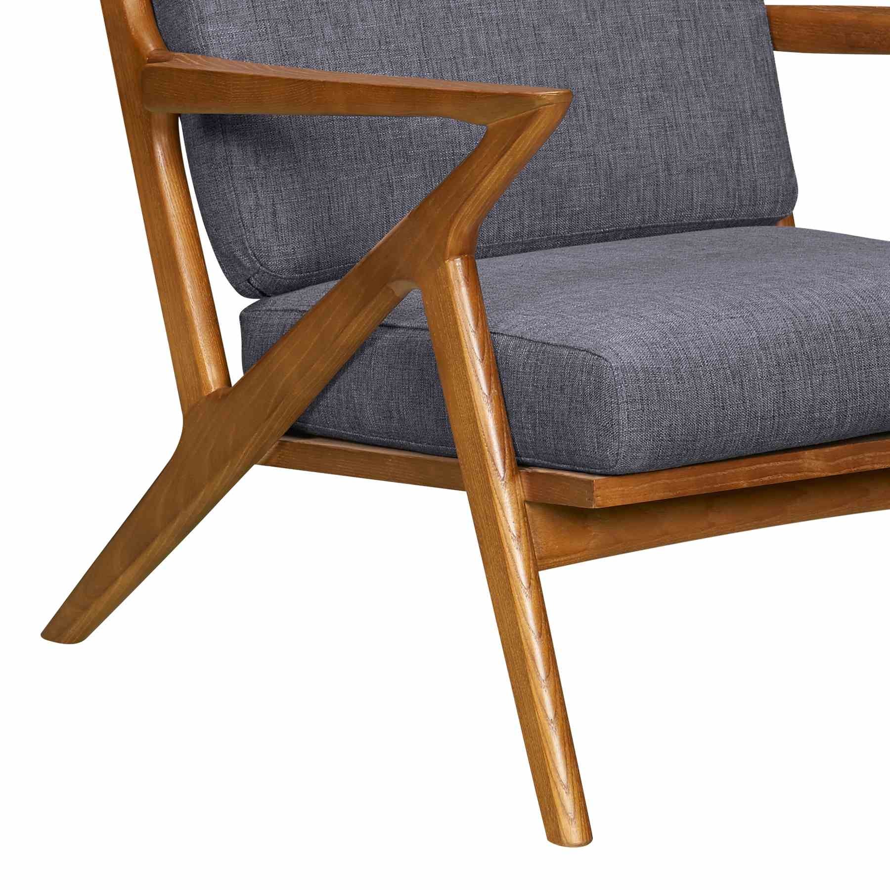 Celtic Mid-Century Accent Chair in Champagne Ash Wood Finish and Dark Gray Fabric - Image 3