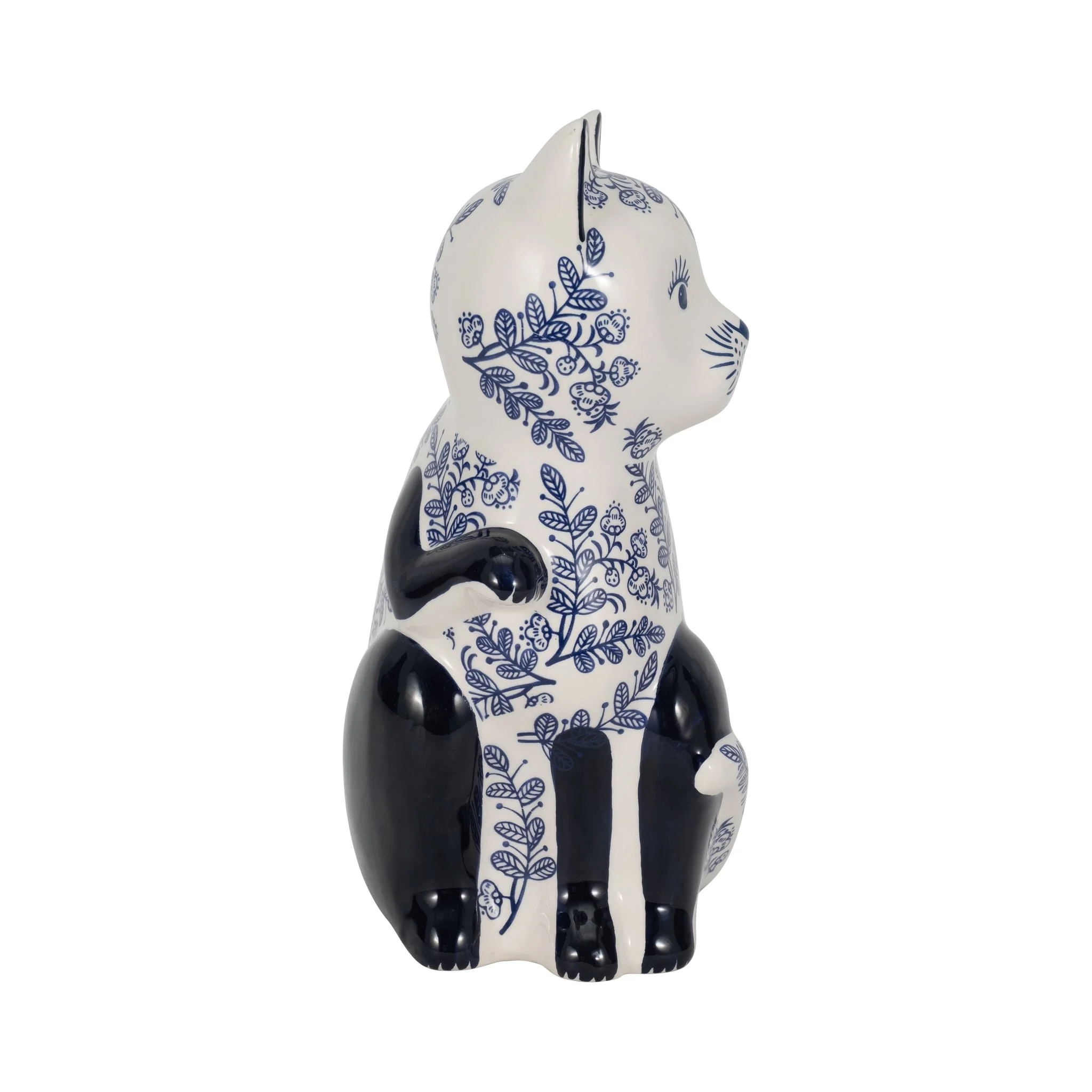 Cer, 10" Sitting Chinoiserie Cat, Blue/white - Image 3