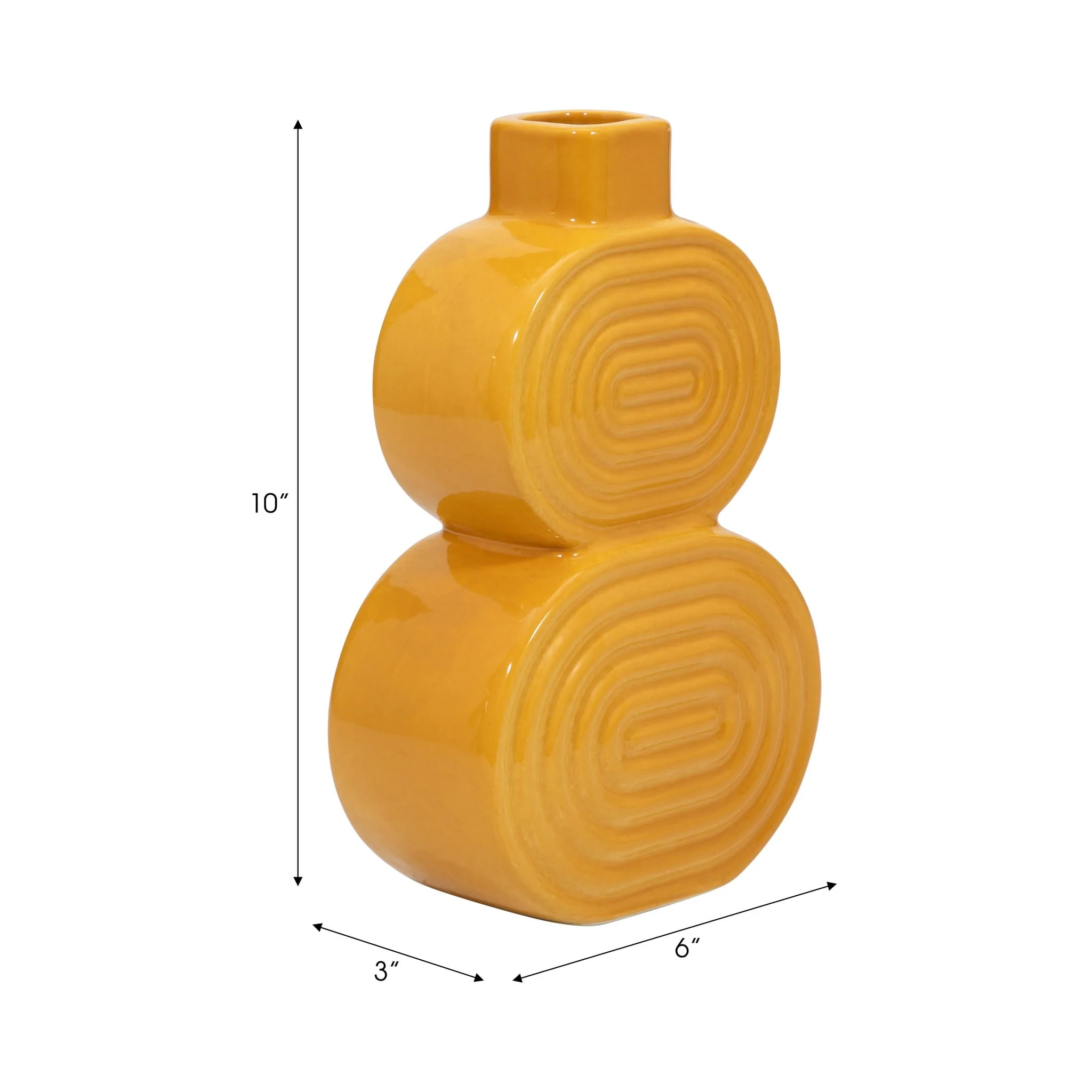 Cer, 10" Stacked Circles Vase, Mustard Gold - Image 8