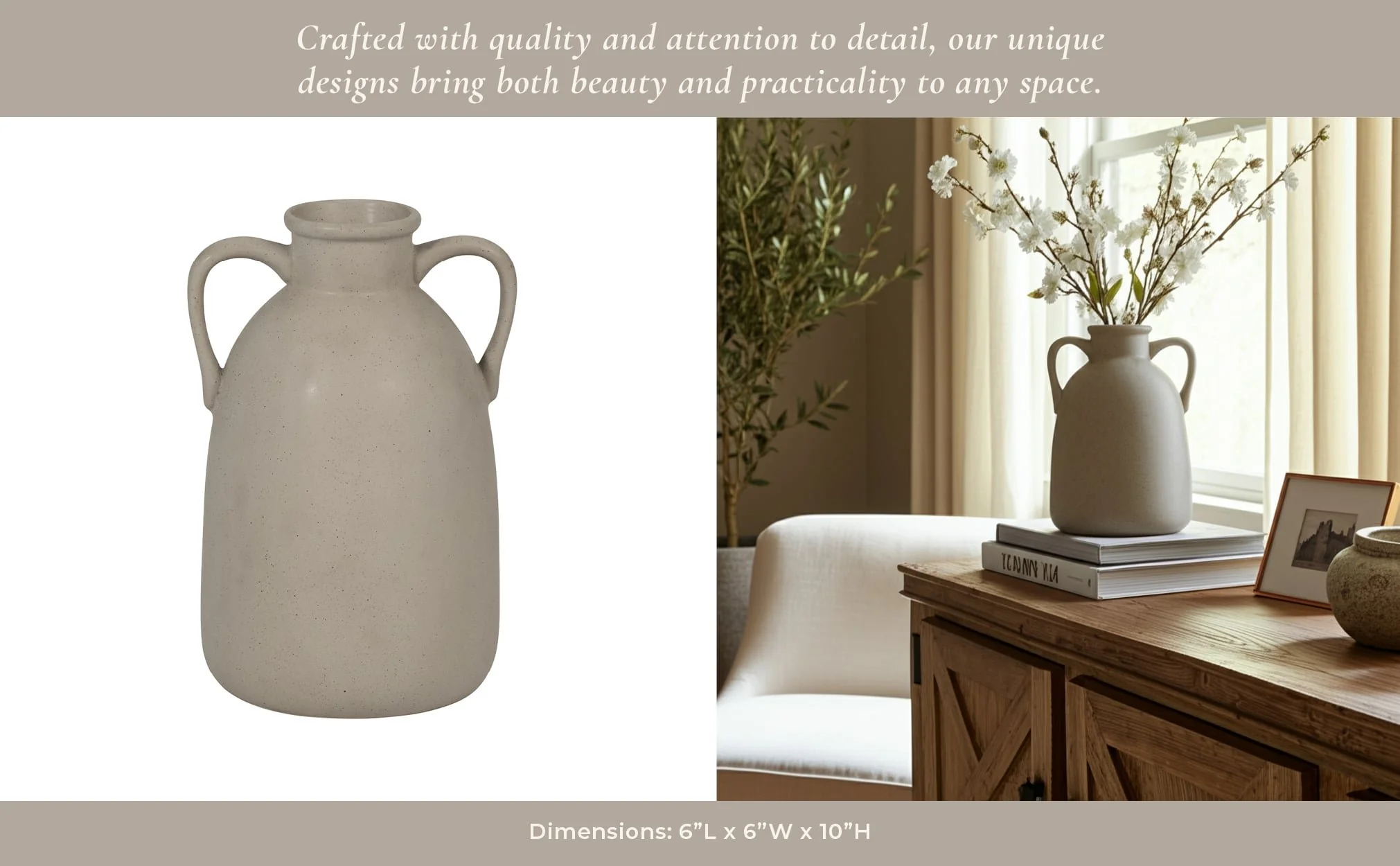 Cer, 10"h Eared Vase, Gray - Image 14