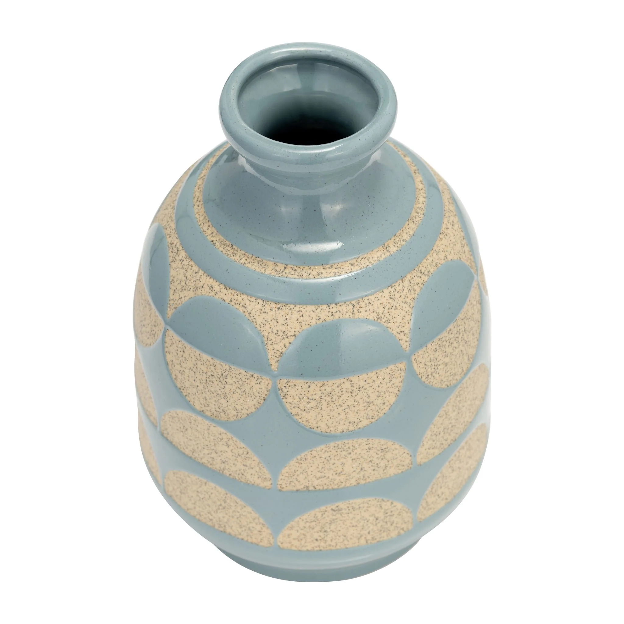 Cer, 10"h Half Circles Vase, Cameo Blue - Image 3