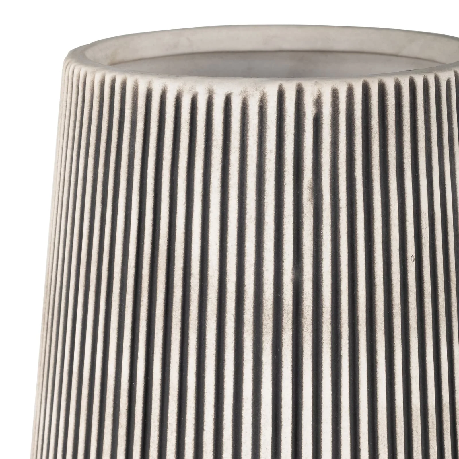 Cer,10"h Ridged Vase, Ivory - Image 4