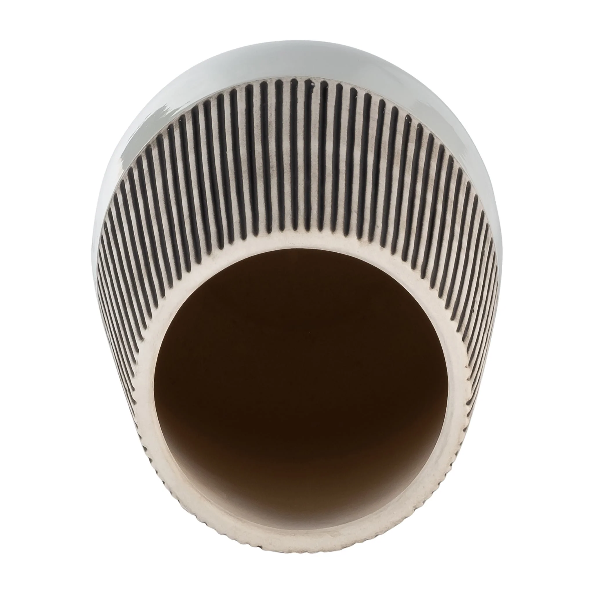 Cer,10"h Ridged Vase, Ivory - Image 5
