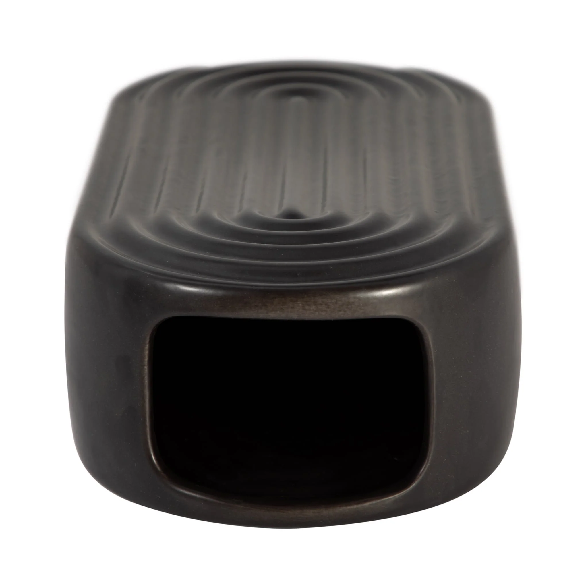 Cer, 11" Oval Ridged Vase, Black - Image 7