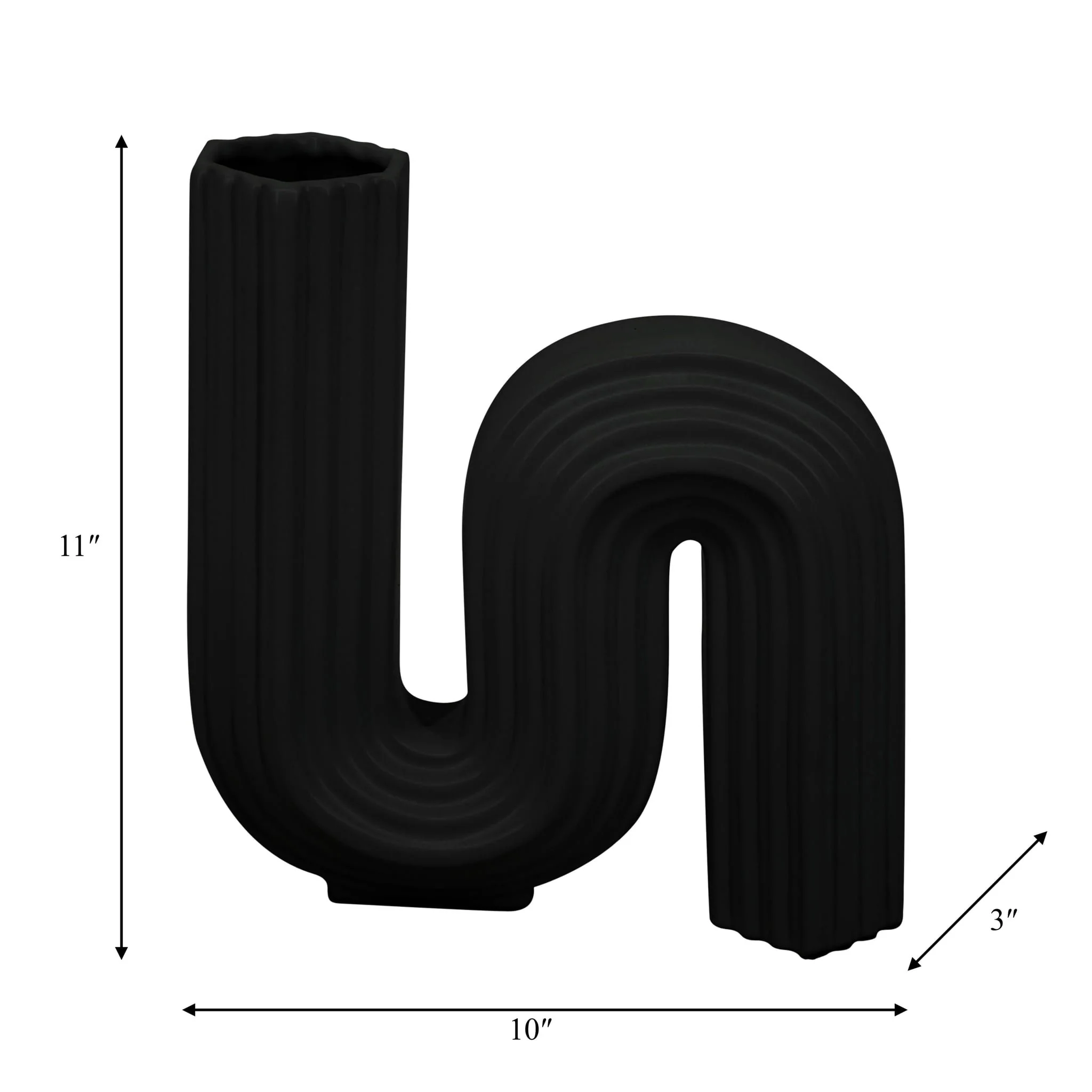 Cer, 11"h Loopy Vase, Black - Image 8