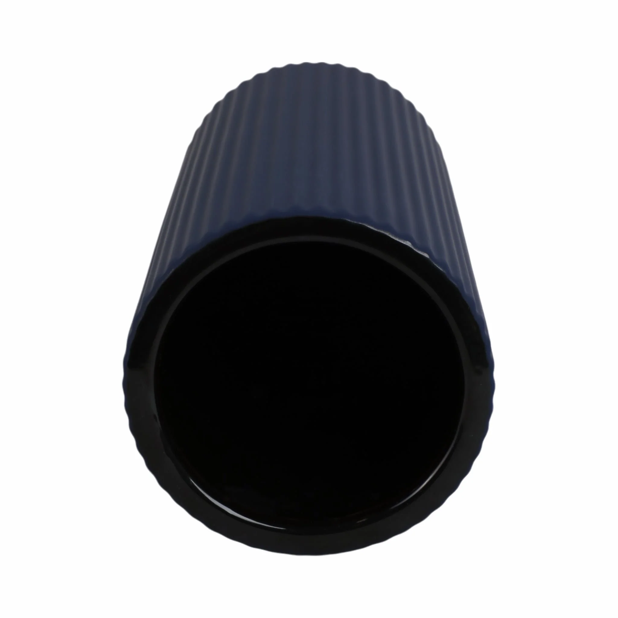 Cer, 11"h Ridged Vase, Navy - Image 6