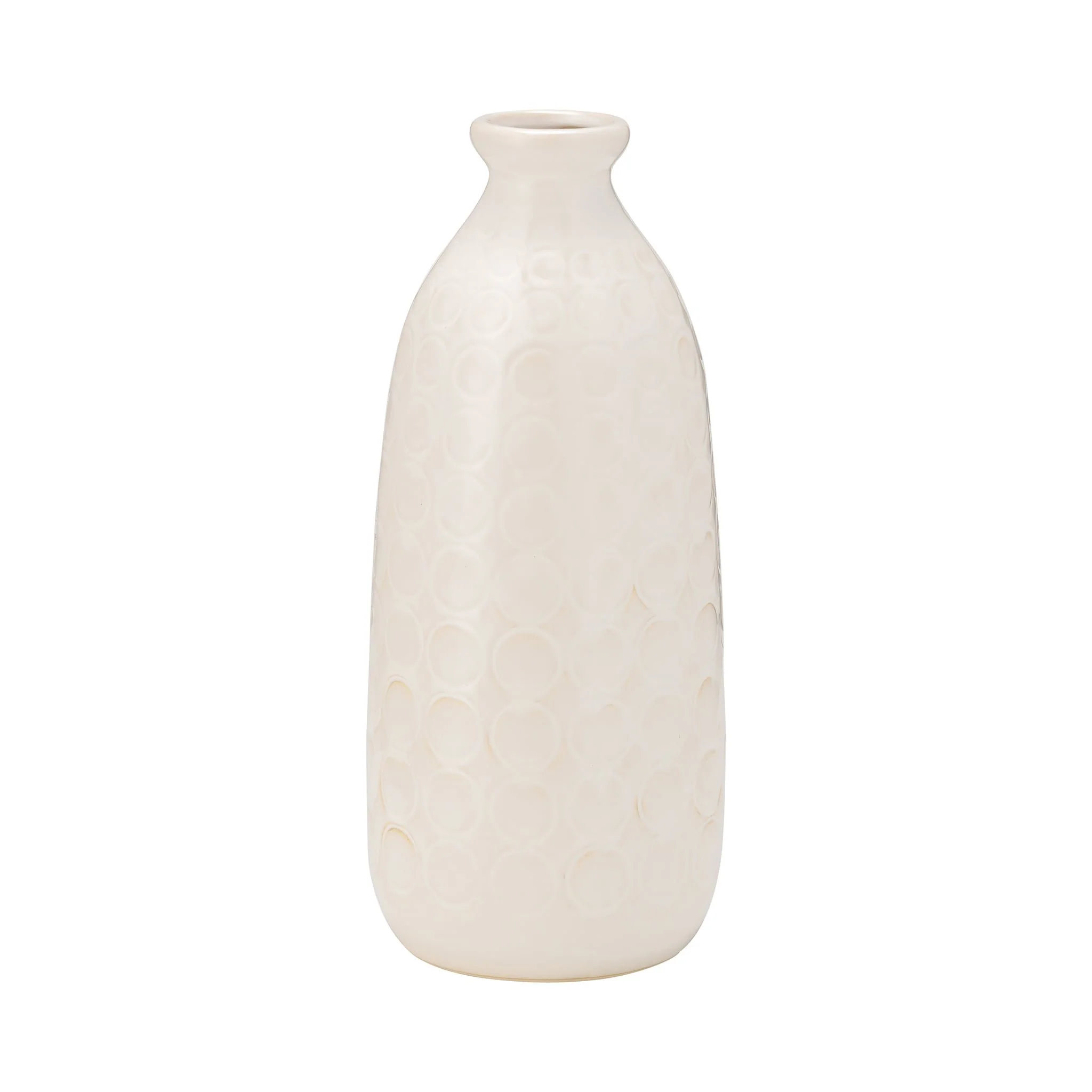 Cer, 12" Circles Vase, Beige