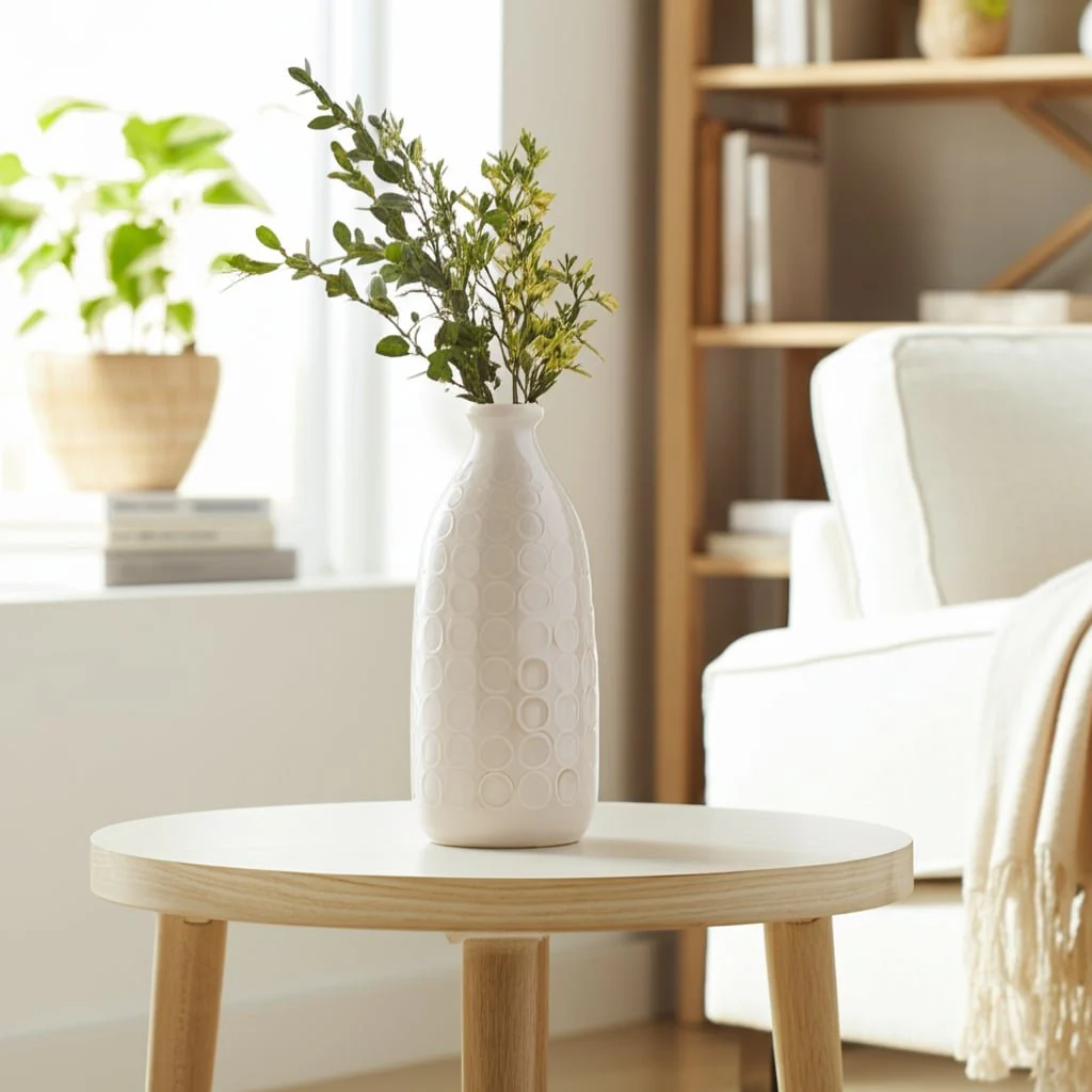 Cer, 12" Circles Vase, Beige - Image 12