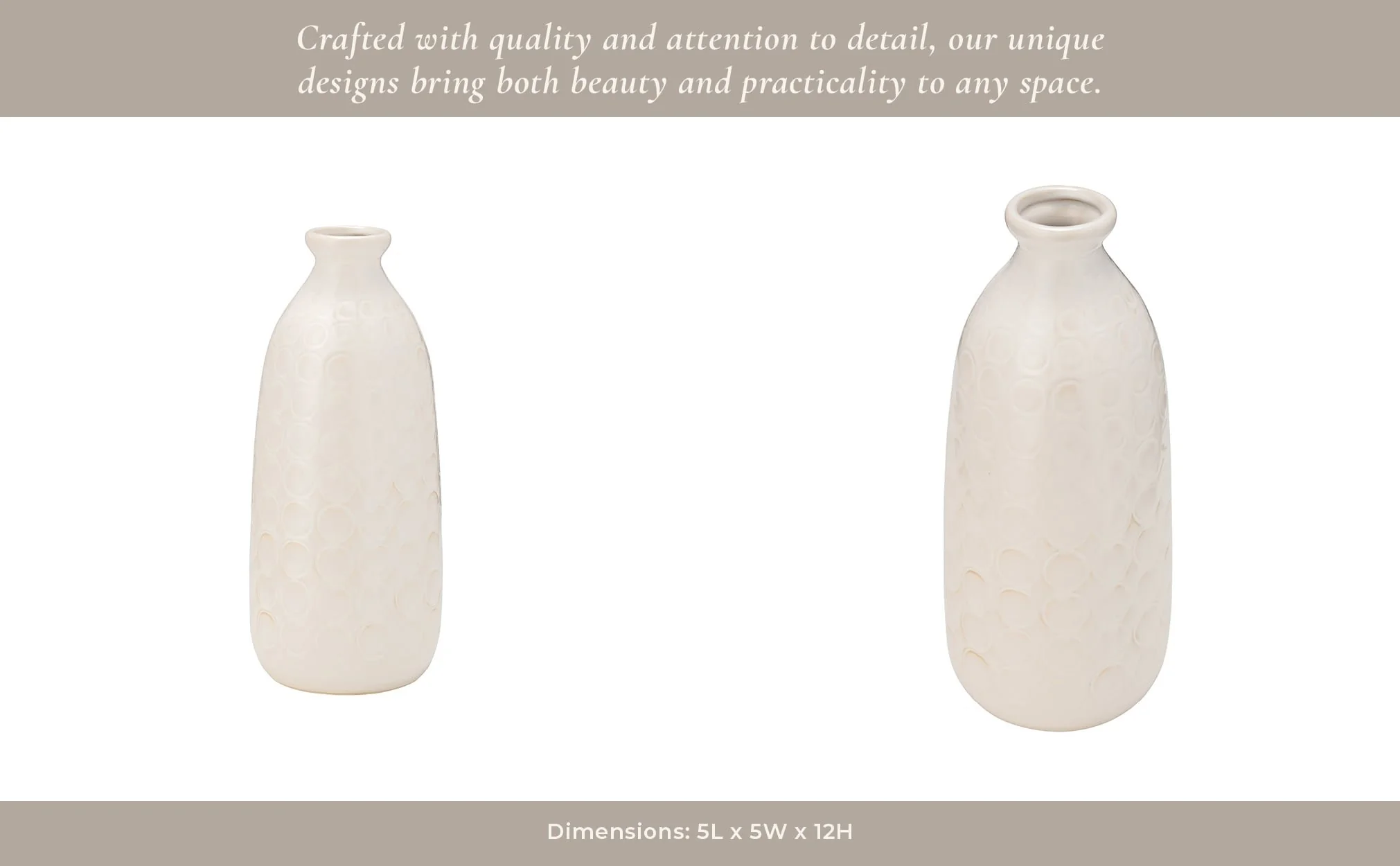 Cer, 12" Circles Vase, Beige - Image 13