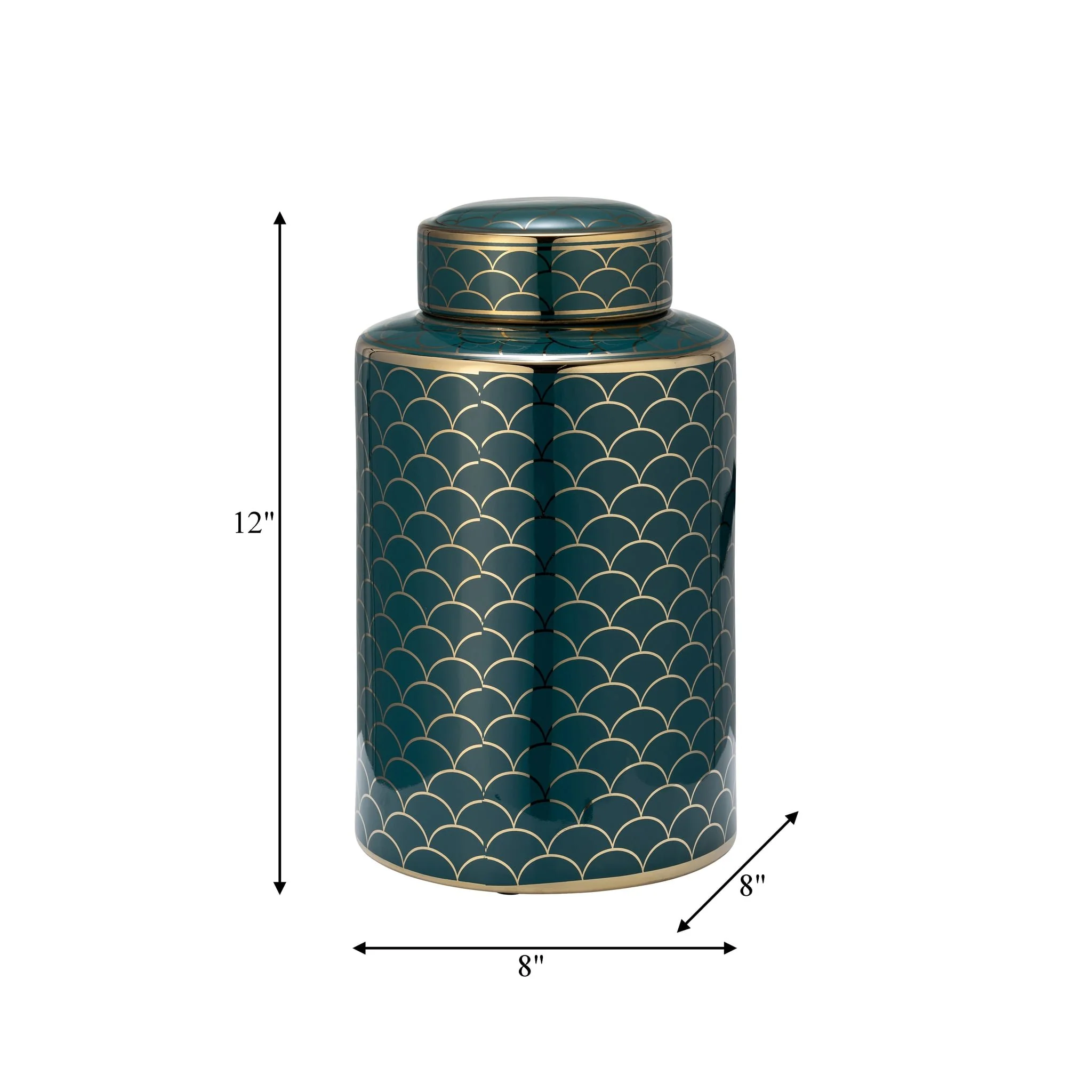 Cer, 12" Crackle Jar W/ Lid, Gold - Image 7