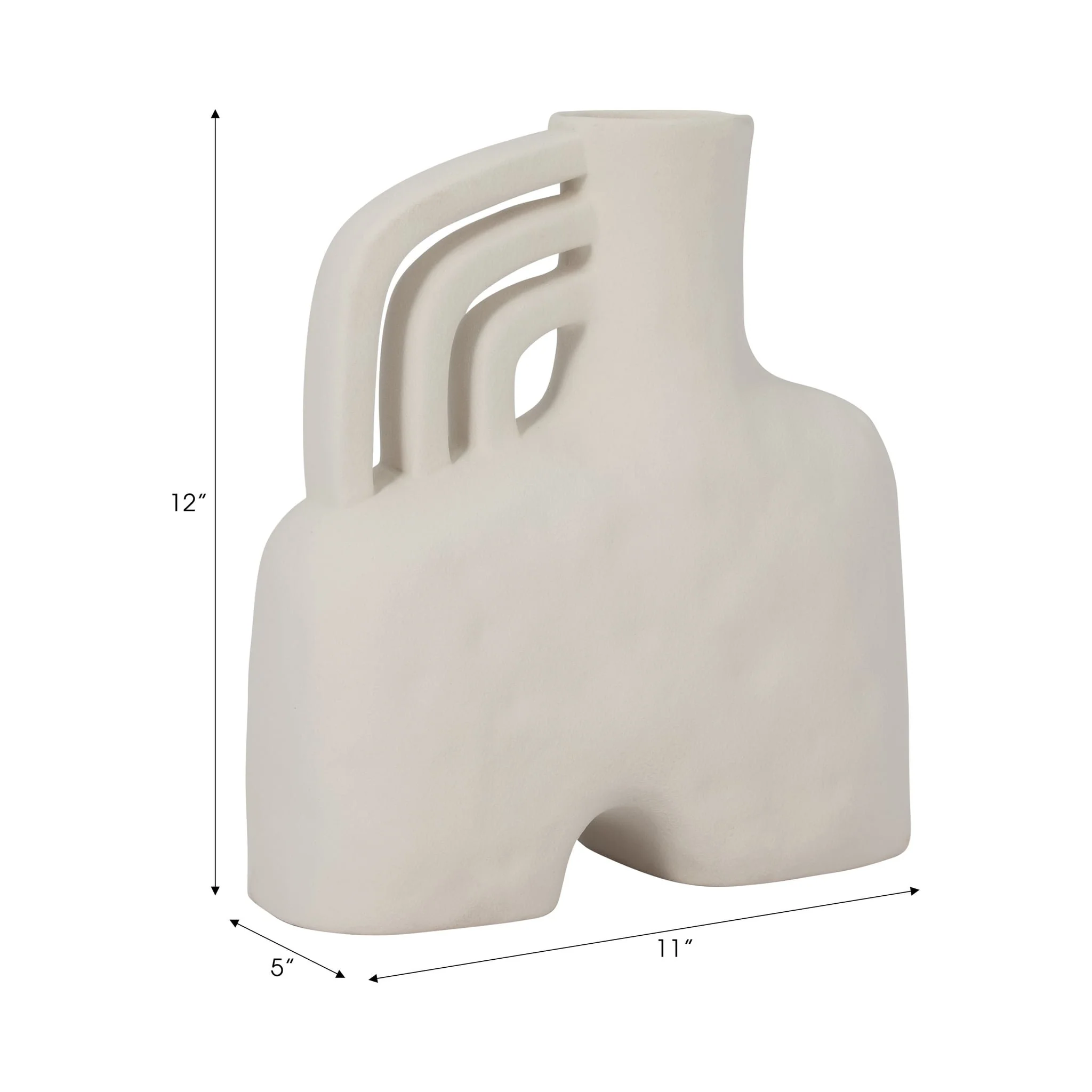Cer, 12" Rough Triple Handle Vase, Cotton - Image 9