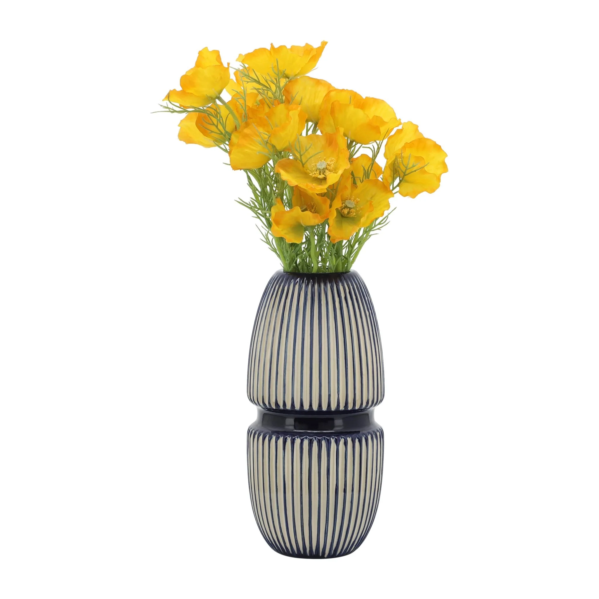 Cer, 12" Round Mallet Vase, Blue - Image 3