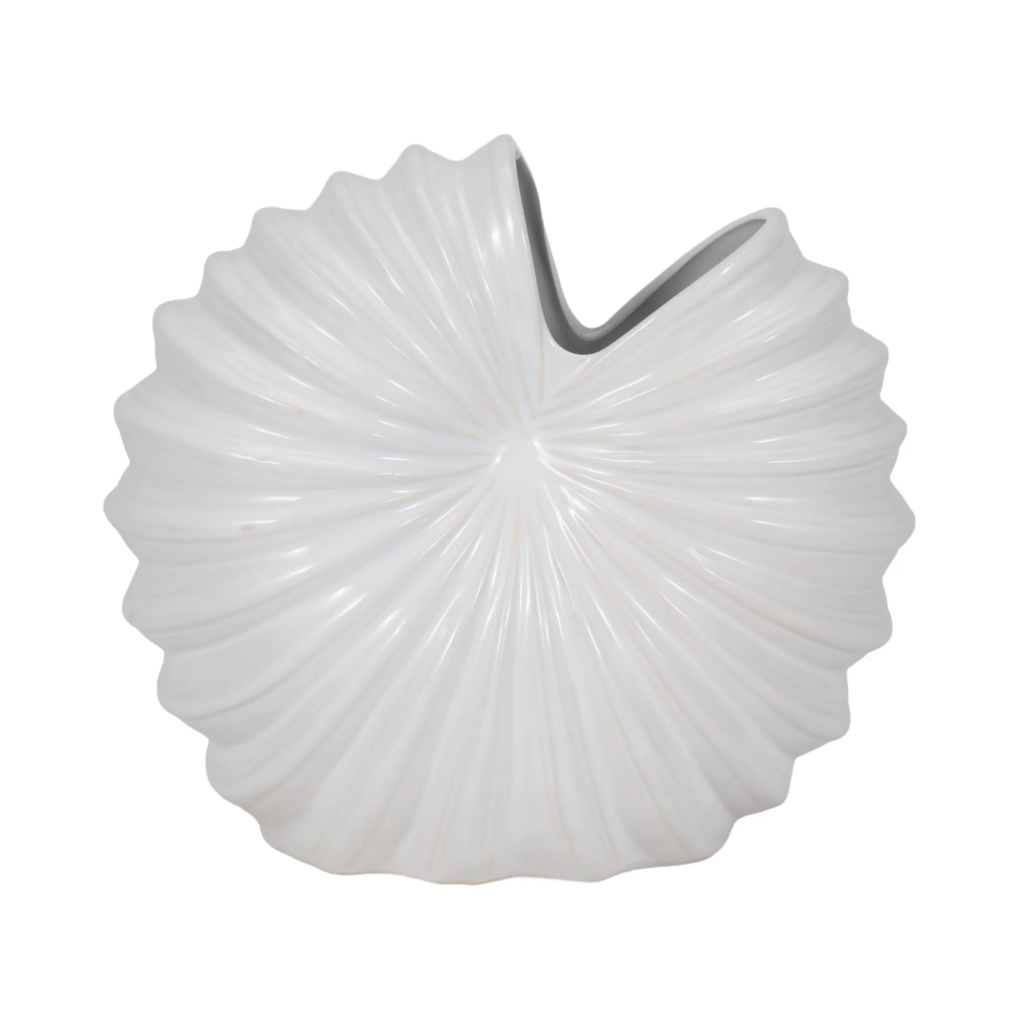 Cer, 12" Shell Vase, White