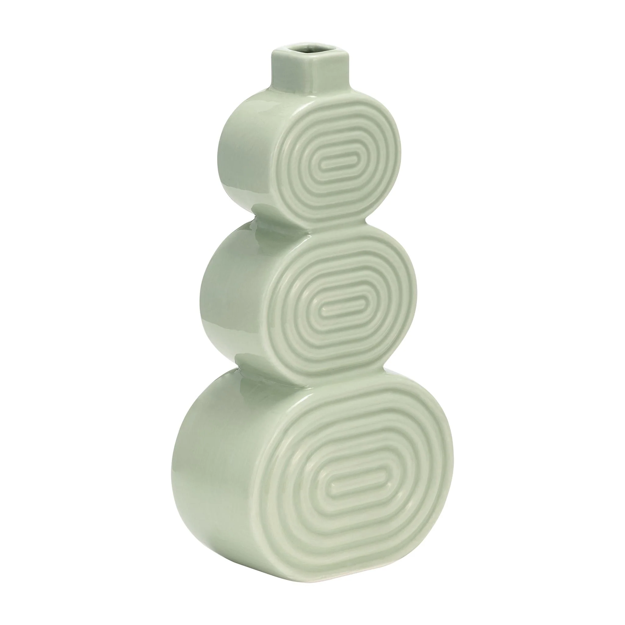 Cer, 12" Stacked Circles Vase, Cucumber - Image 3