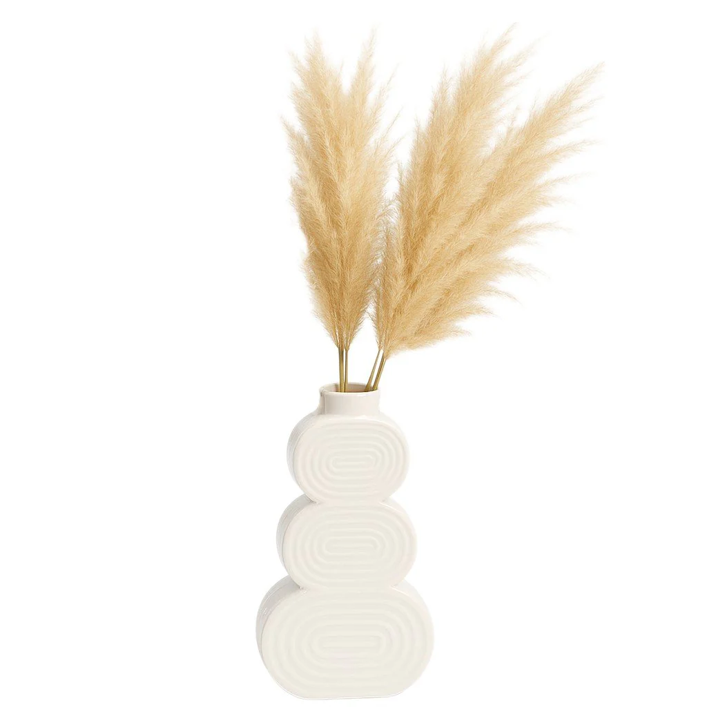 Cer, 12" Stacked Circles Vase, White - Image 2