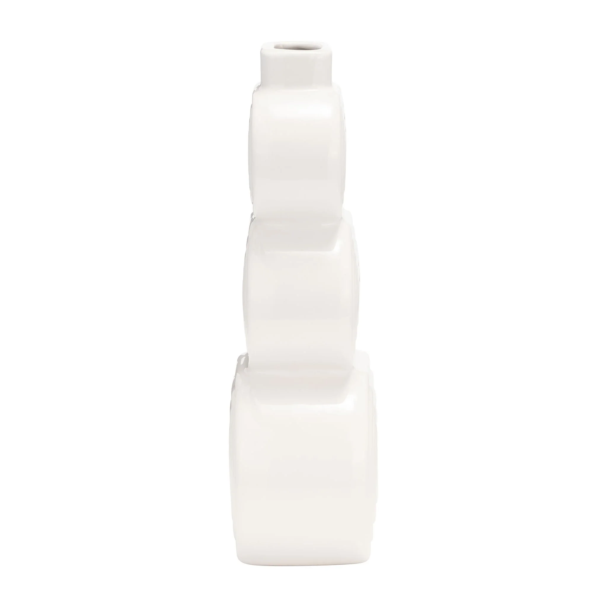 Cer, 12" Stacked Circles Vase, White - Image 4