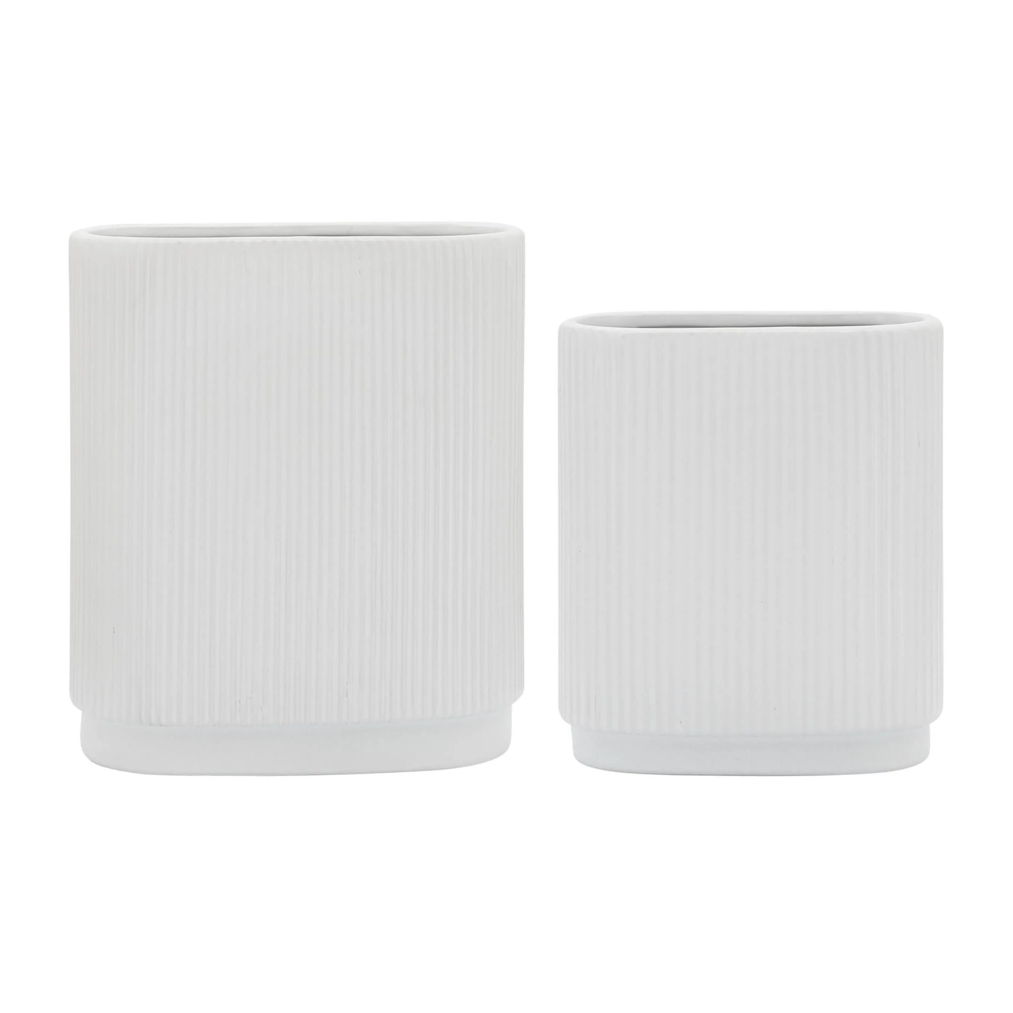Cer, 12"h Ridged Vase, White - Image 7