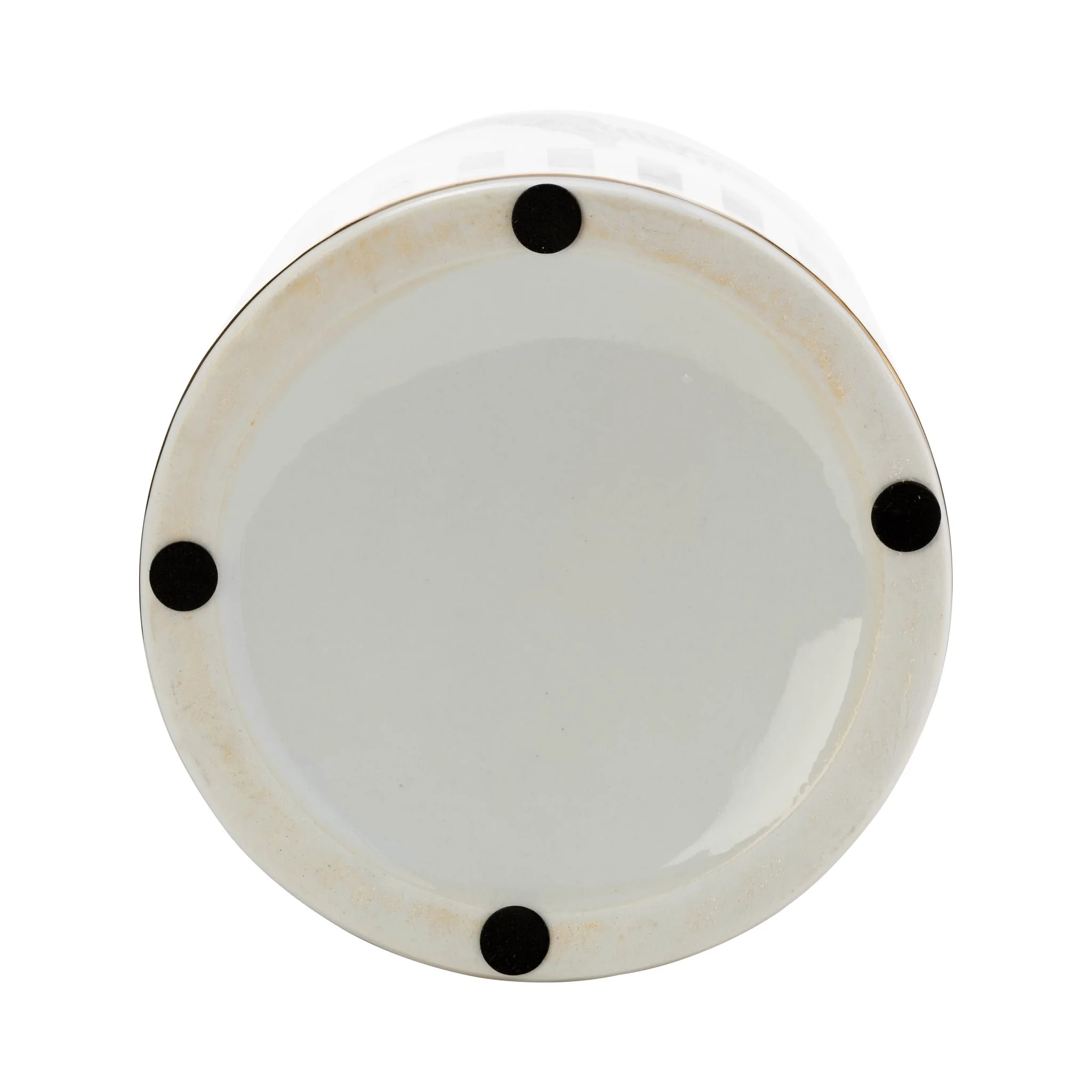 Cer, 12"h Zebra Jar W/ Lid, White/gold - Image 4