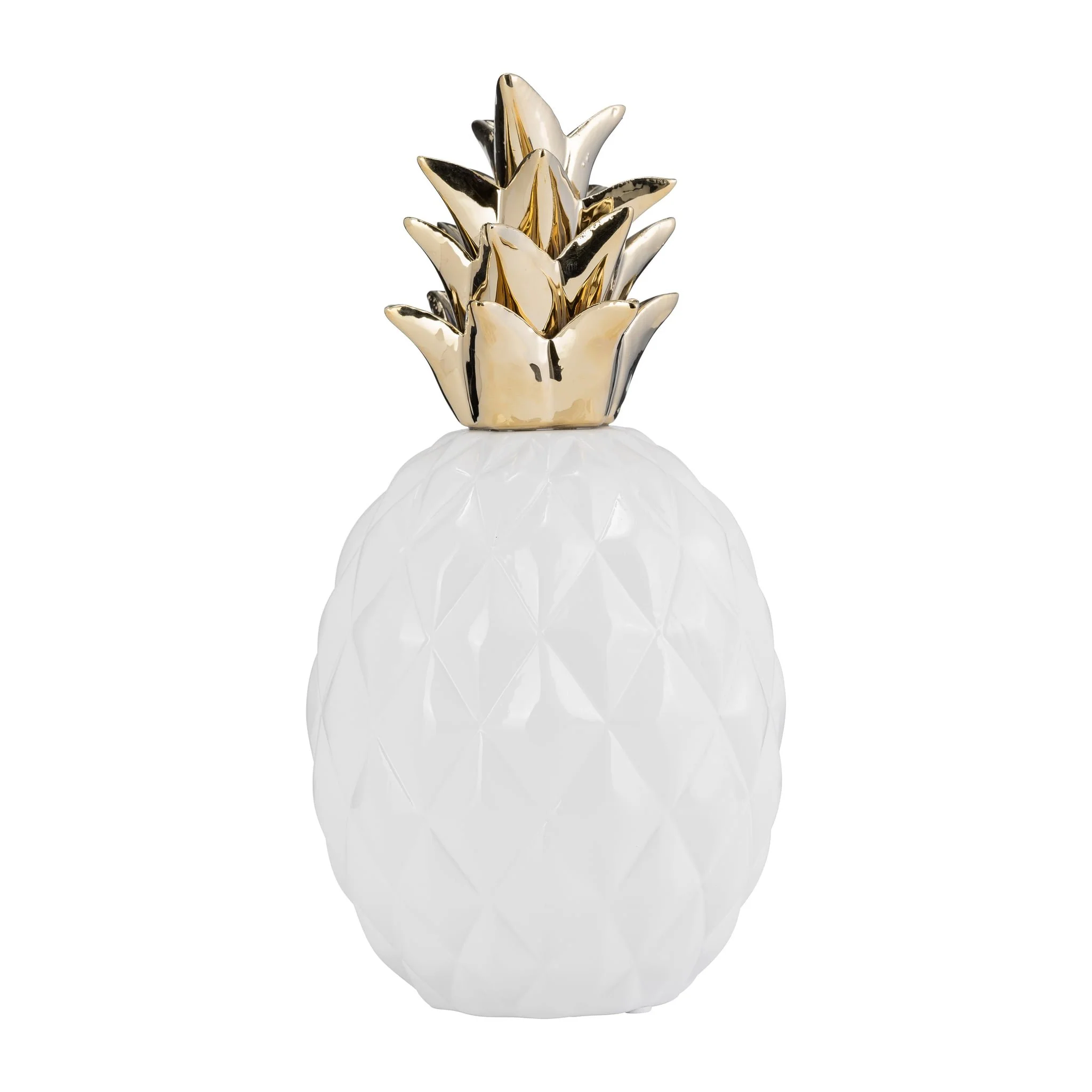 Cer, 13" Pineapple Deco, White