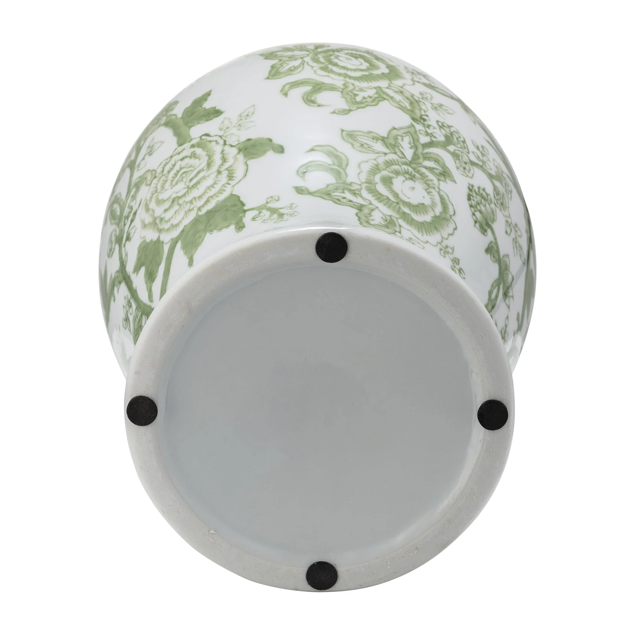 Cer, 14" Temple Jar Bird/flower, Green - Image 6
