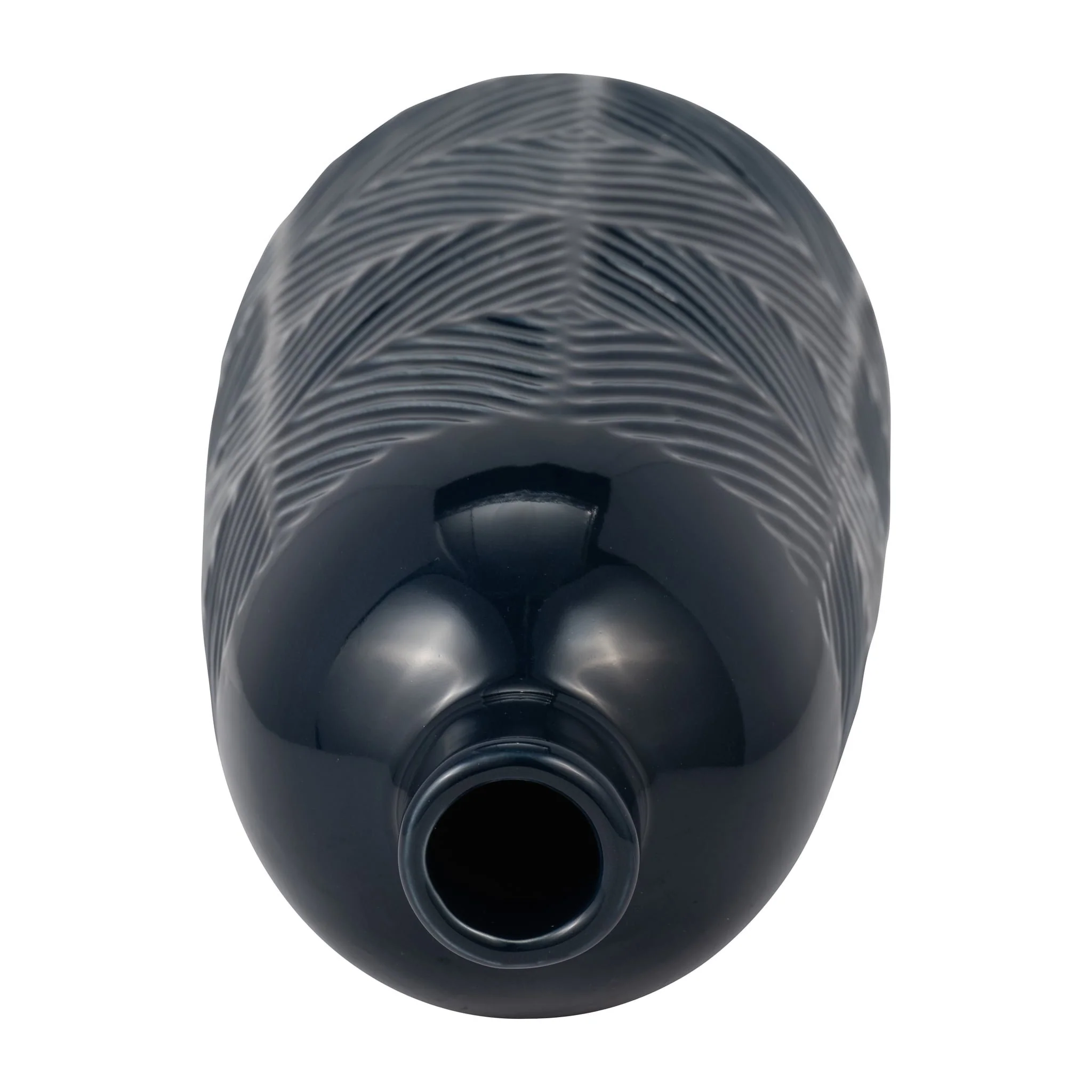 Cer, 14" Textured Lines Vase, Navy - Image 5
