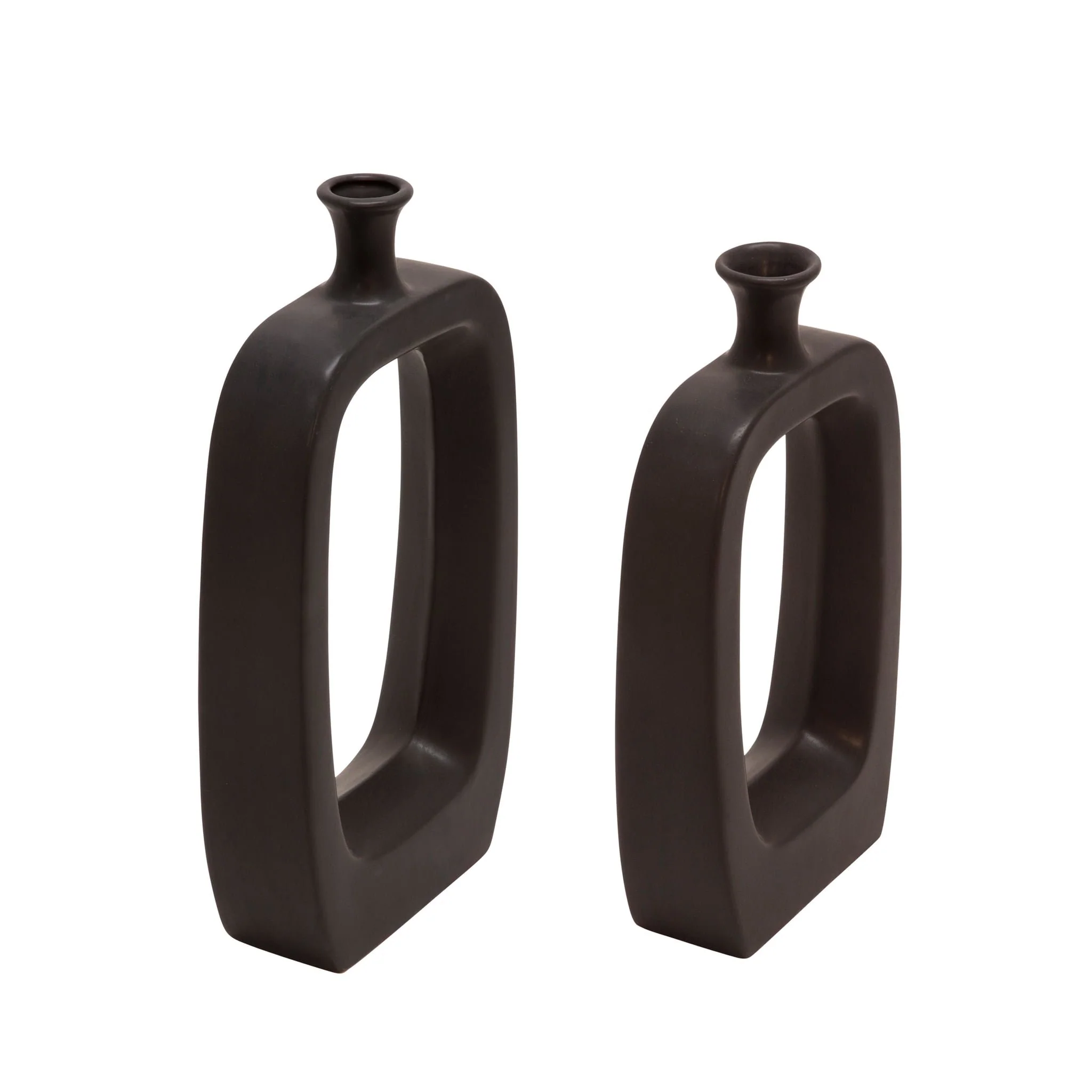 Cer, 14" Vase W/cutout, Black - Image 4