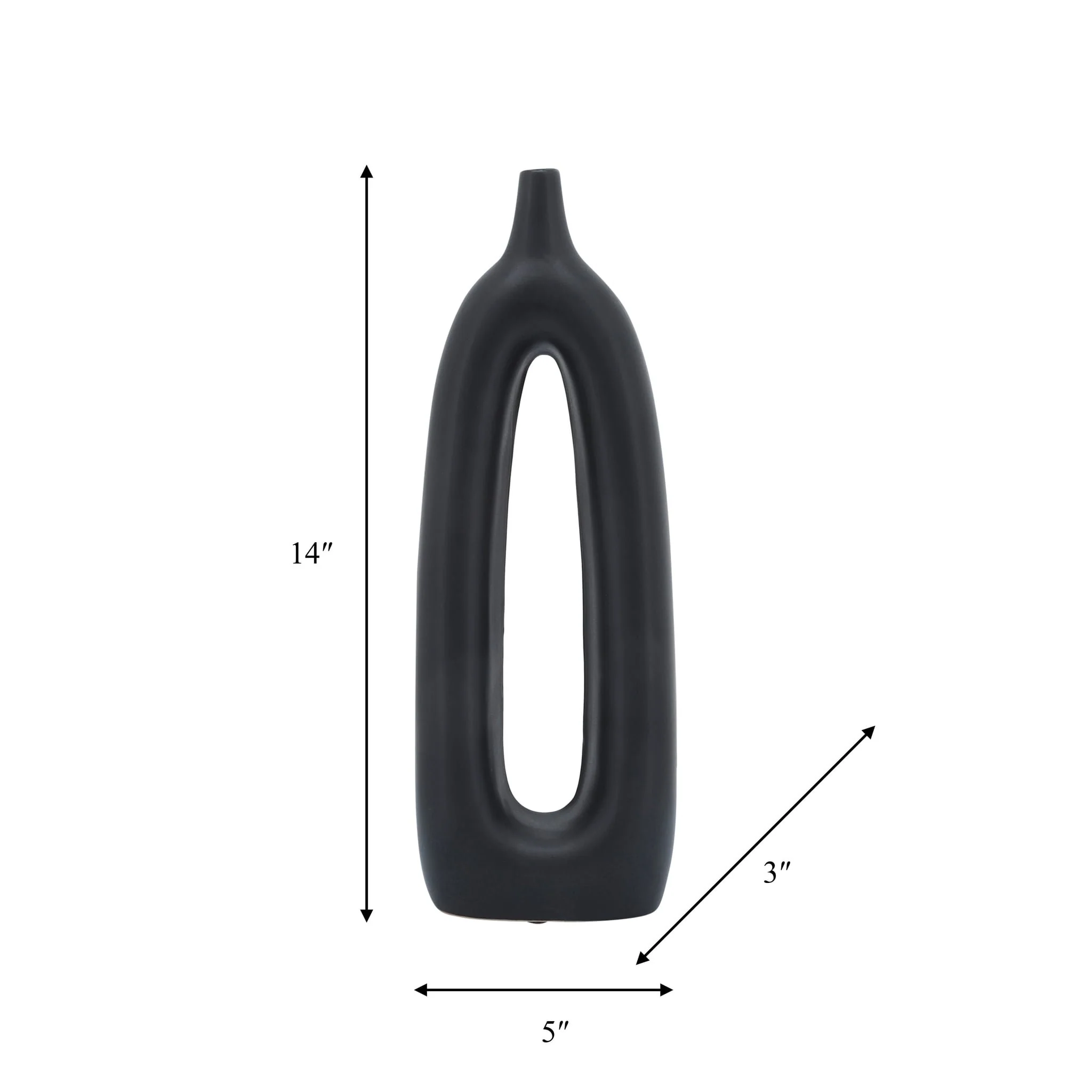 Cer, 14"h Open Cut-out Vase, Black - Image 8