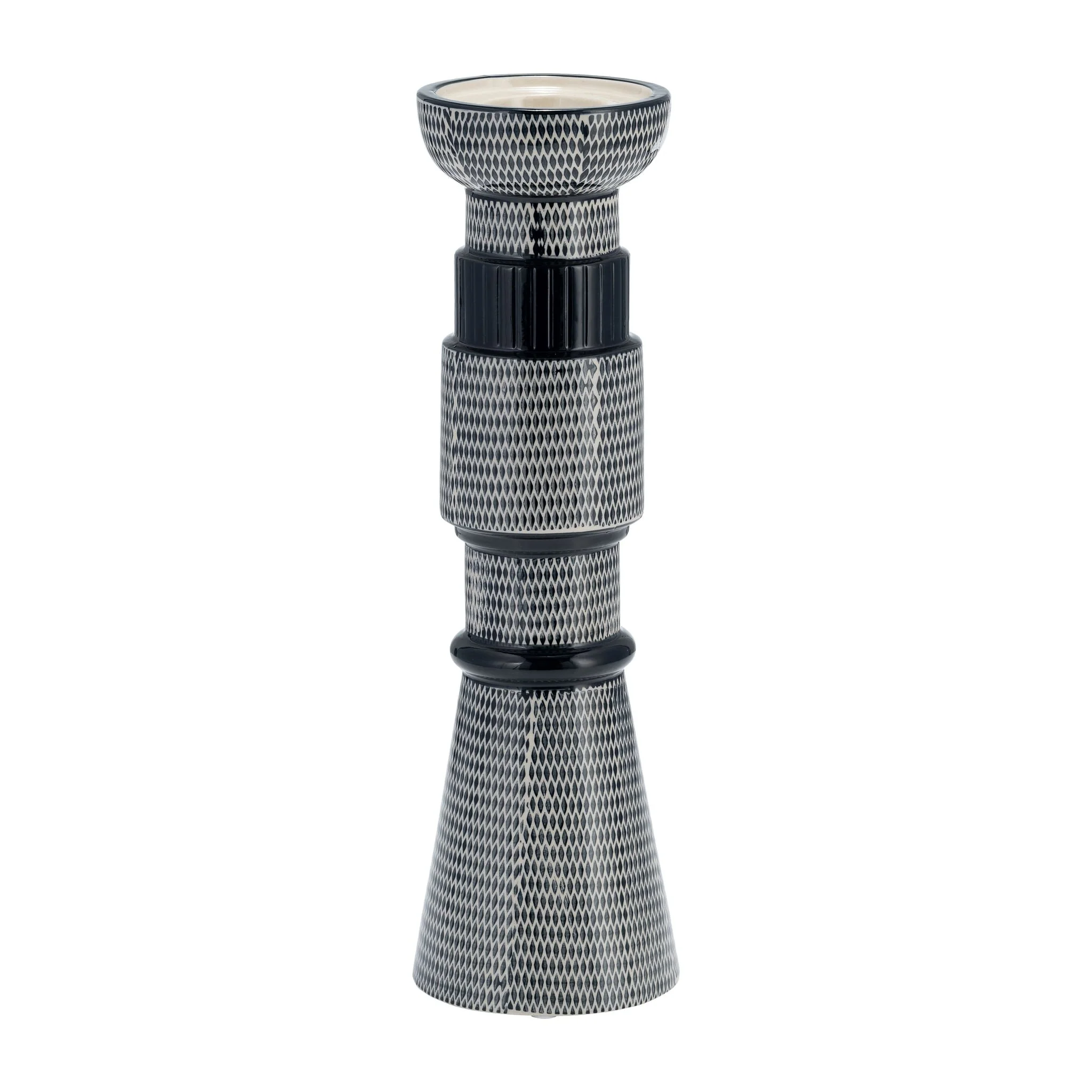 Cer,15"dotted Pillar Candle Holder,nvy Blue/cotton - Image 2