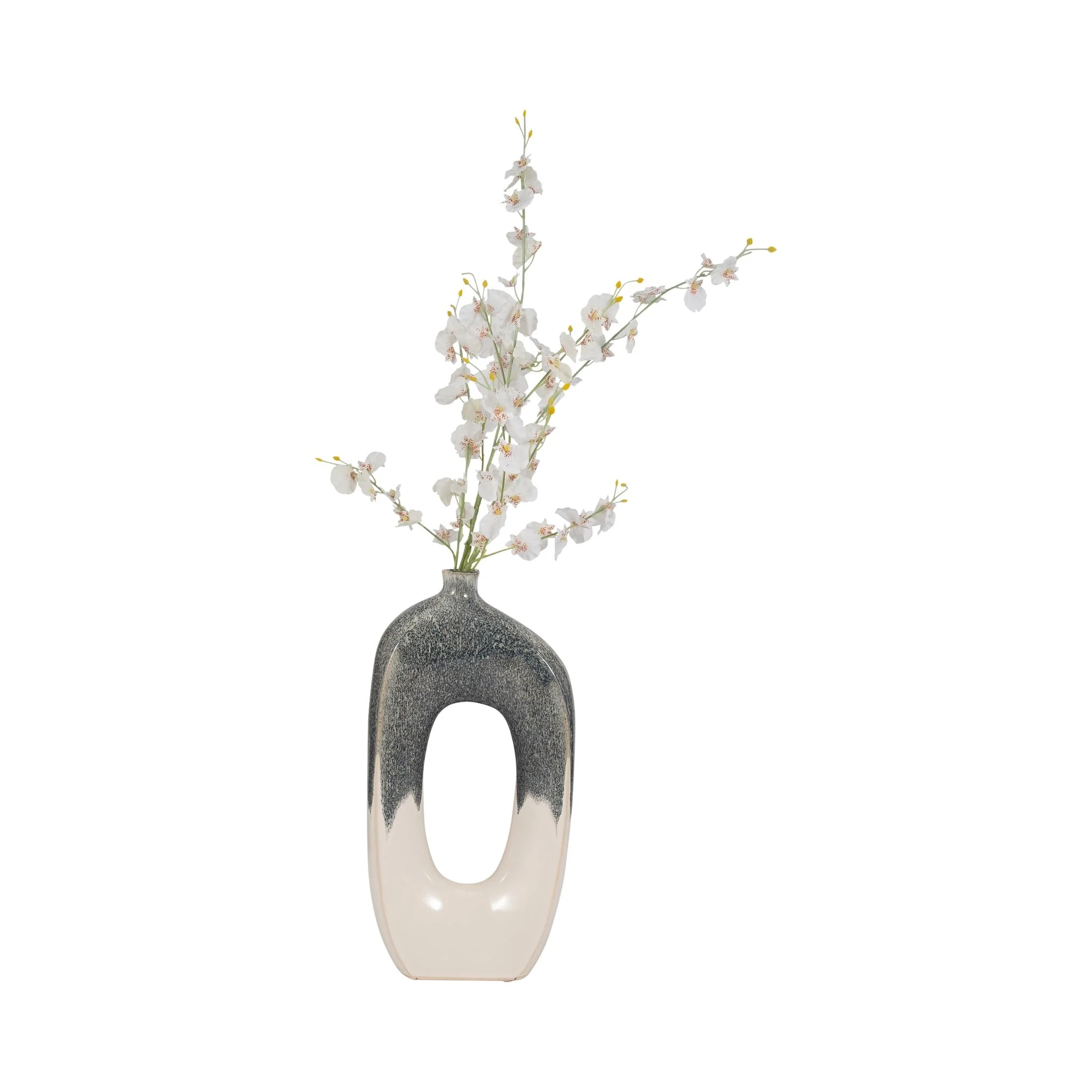 Cer, 16" Curvy Open Cut-out Vase, Blue/white - Image 2