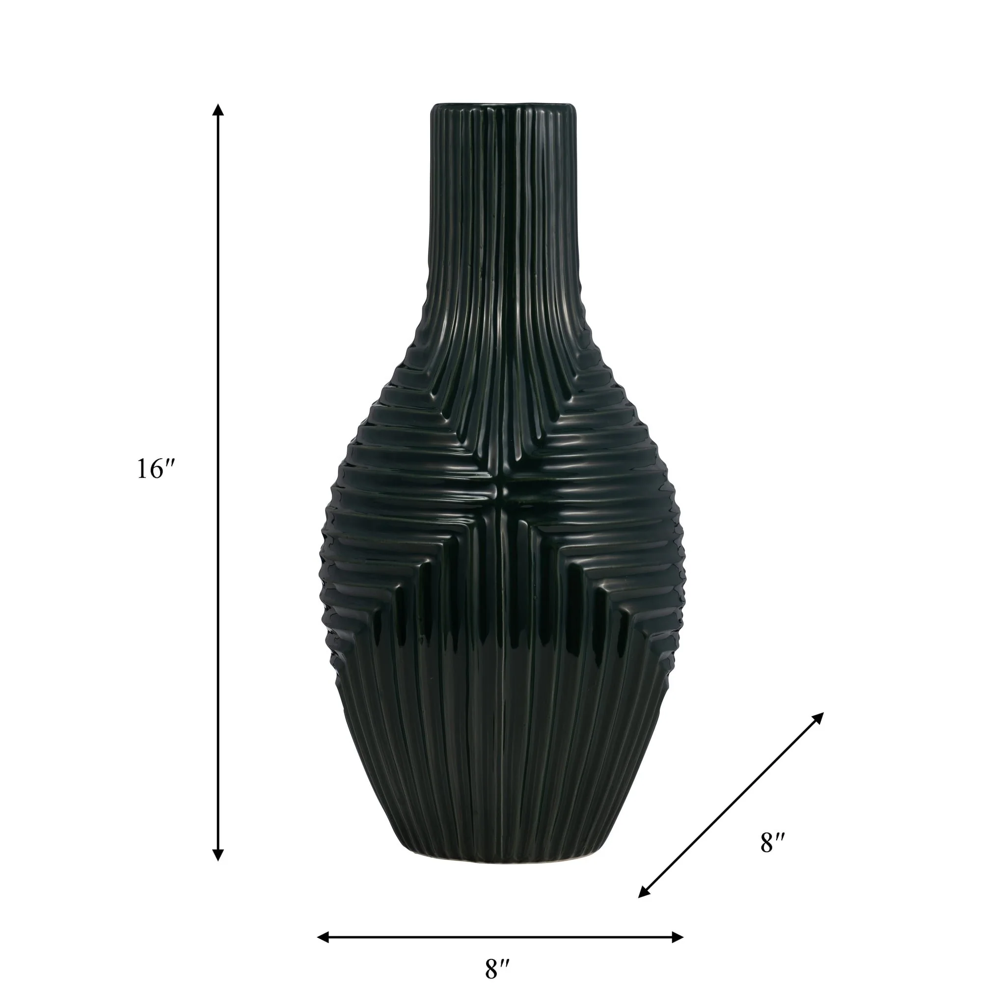Cer, 16" Tribal Vase, Forest Green - Image 8