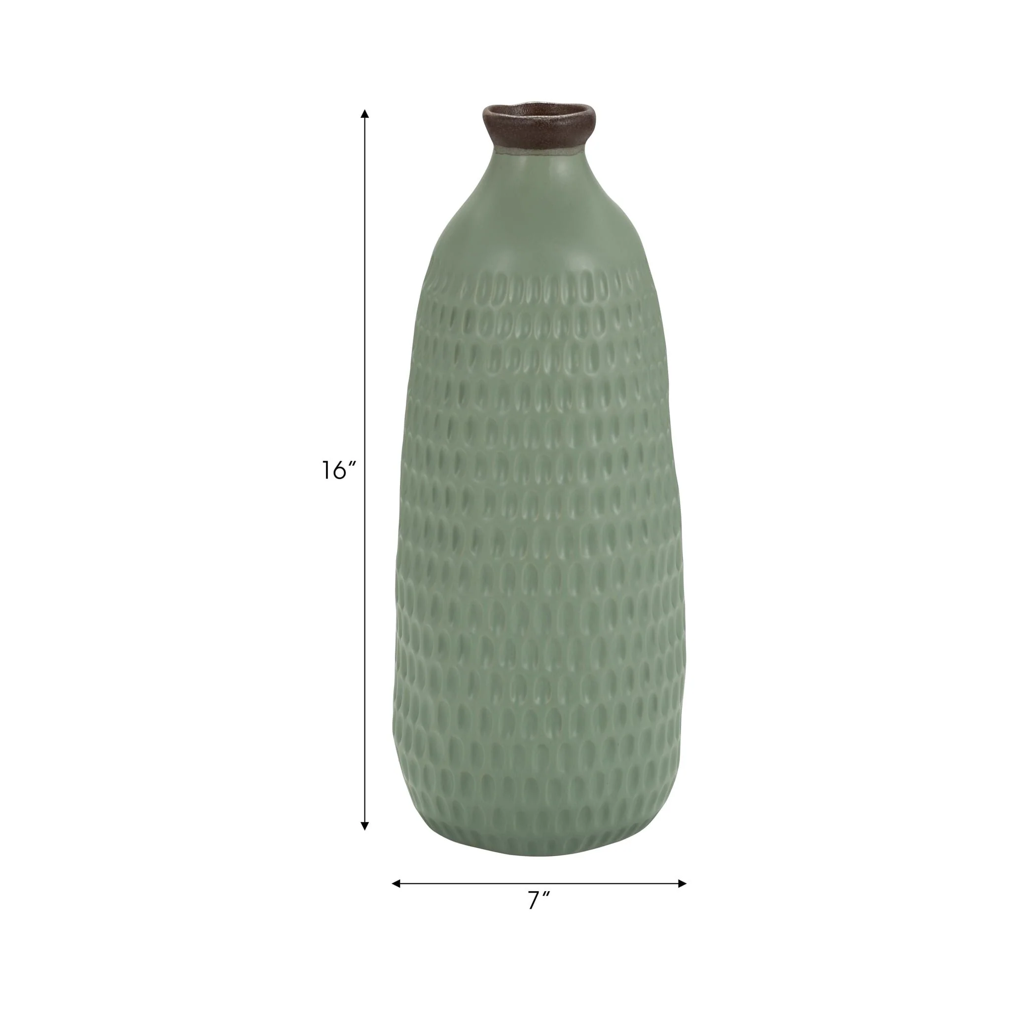 Cer, 16"h Dimpled Vase, Green - Image 7