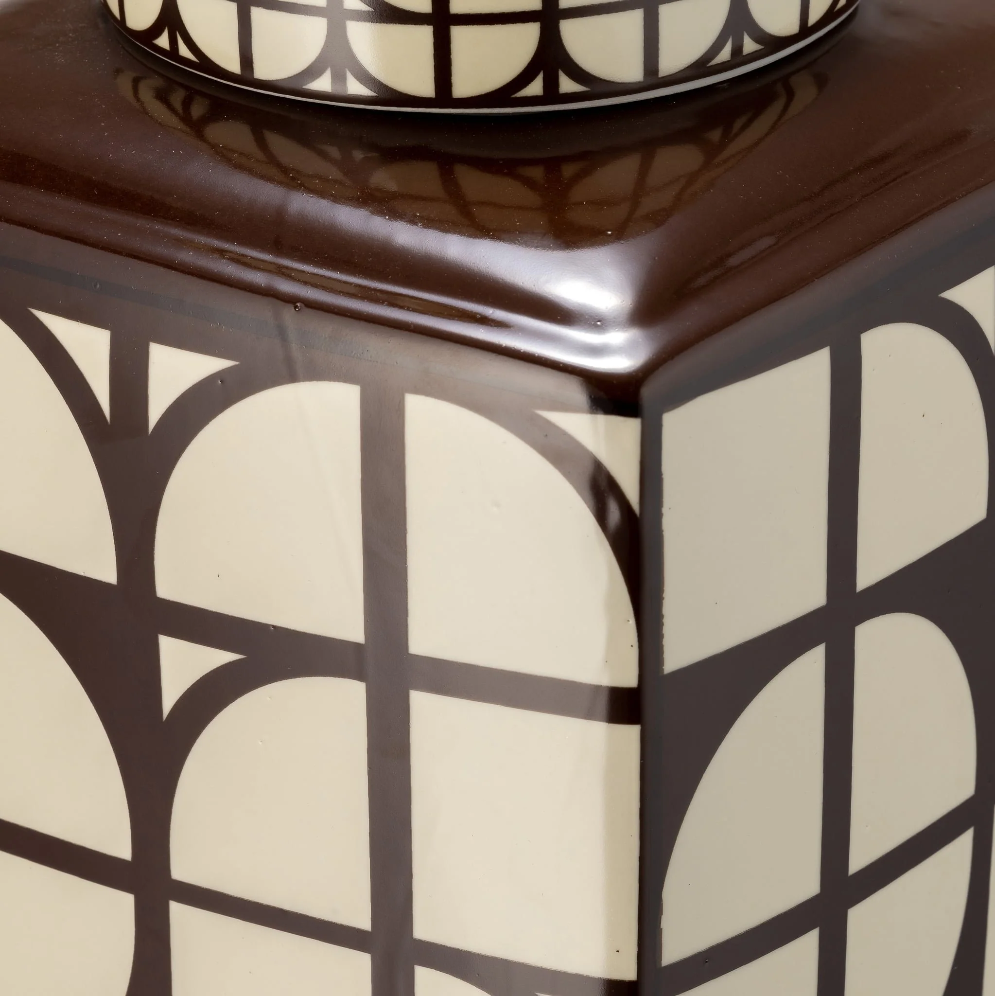 Cer, 16"h Square Jar W/ Lid, Java/cotton