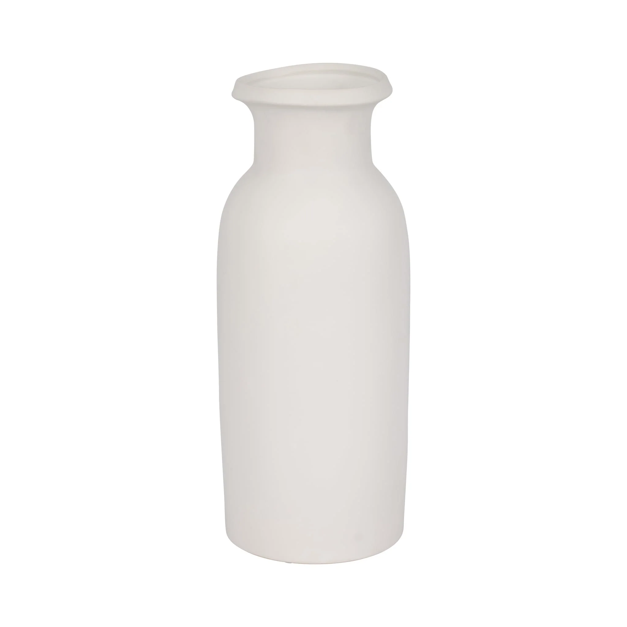 Cer, 16"h Tall Slim Vase, White