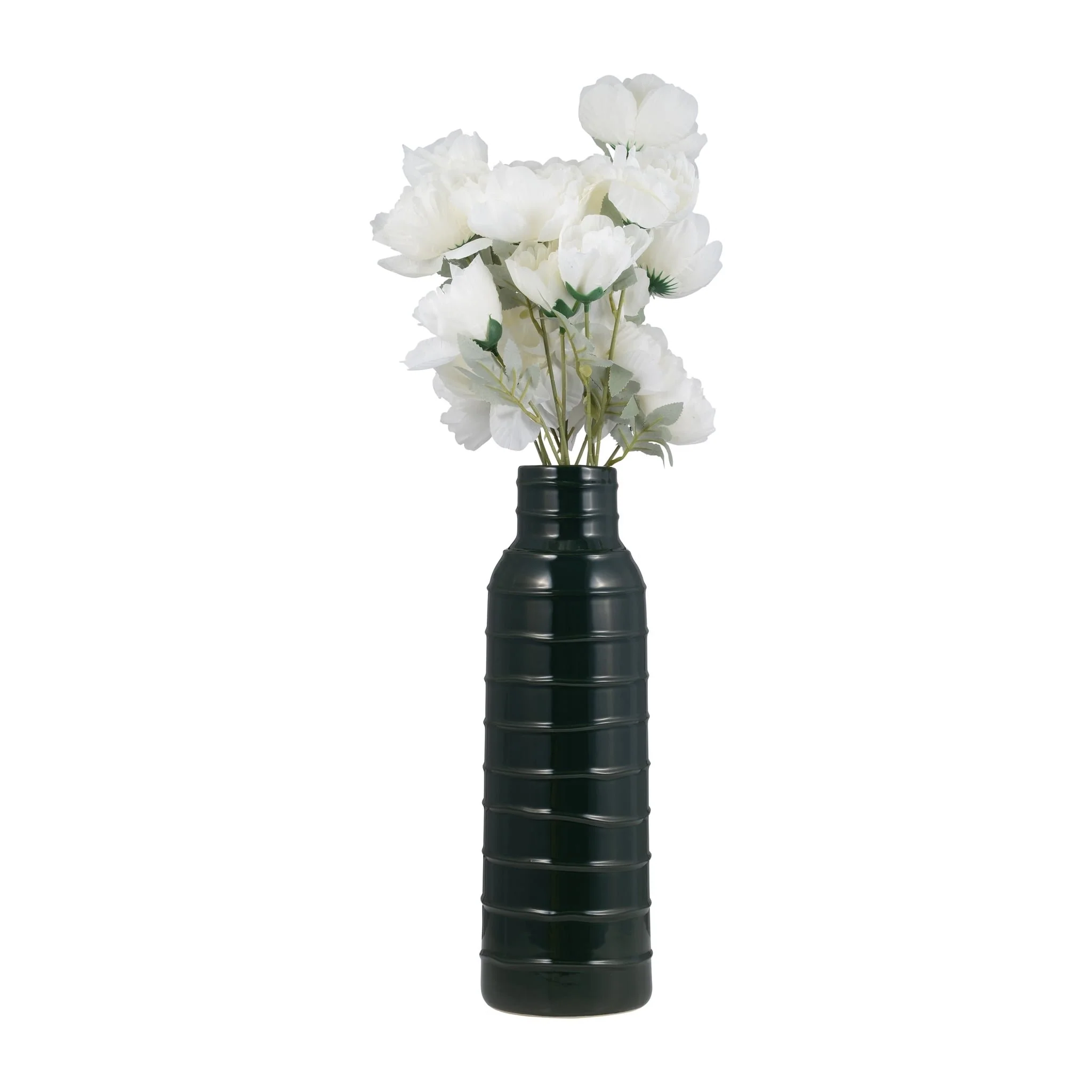 Cer, 17"h Tribal Vase, Forest Green - Image 3