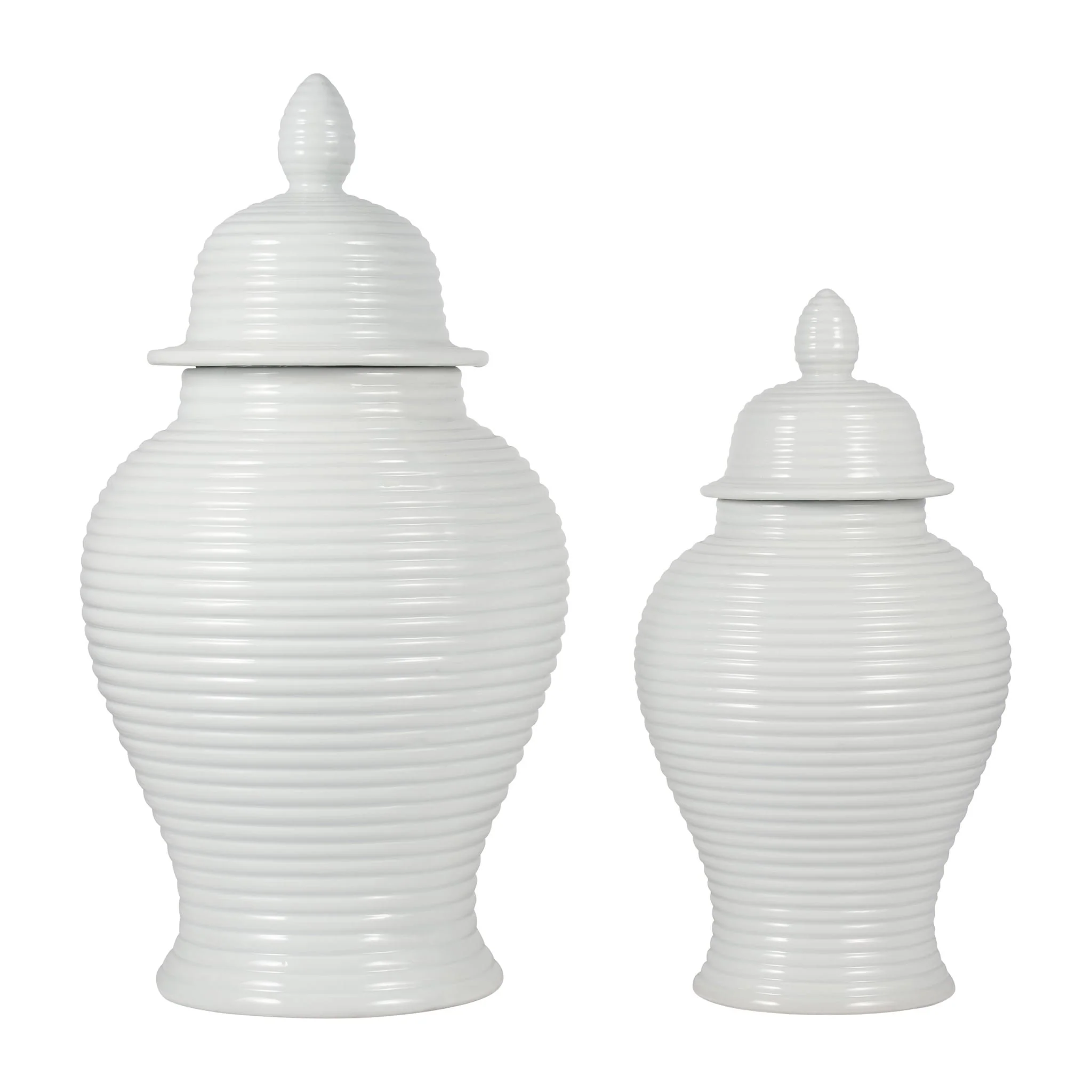 Cer, 18" Ribbed Temple Jar, White - Image 7