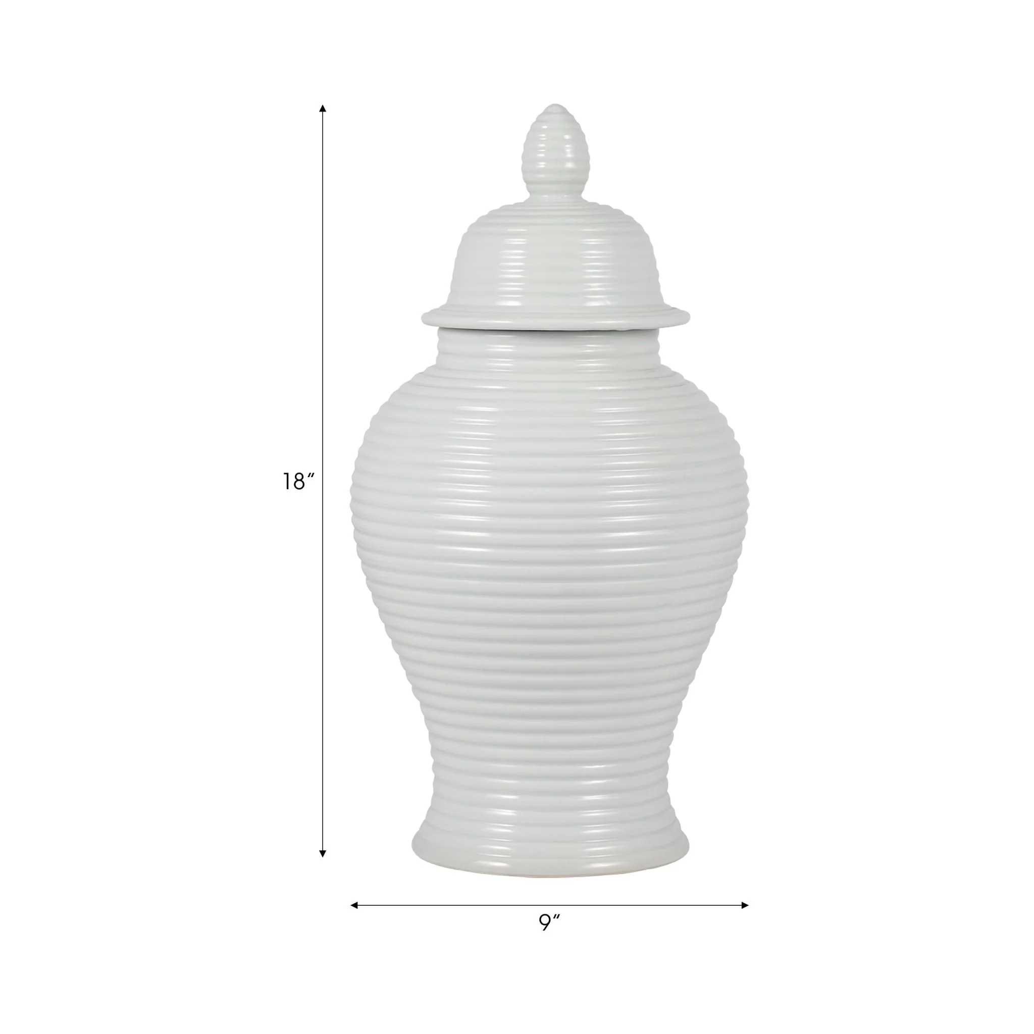 Cer, 18" Ribbed Temple Jar, White - Image 8
