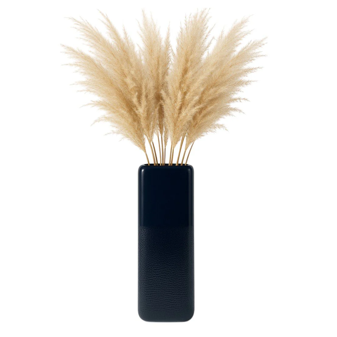 Cer, 18" Squared Grooved Vase, Navy Blue - Image 2