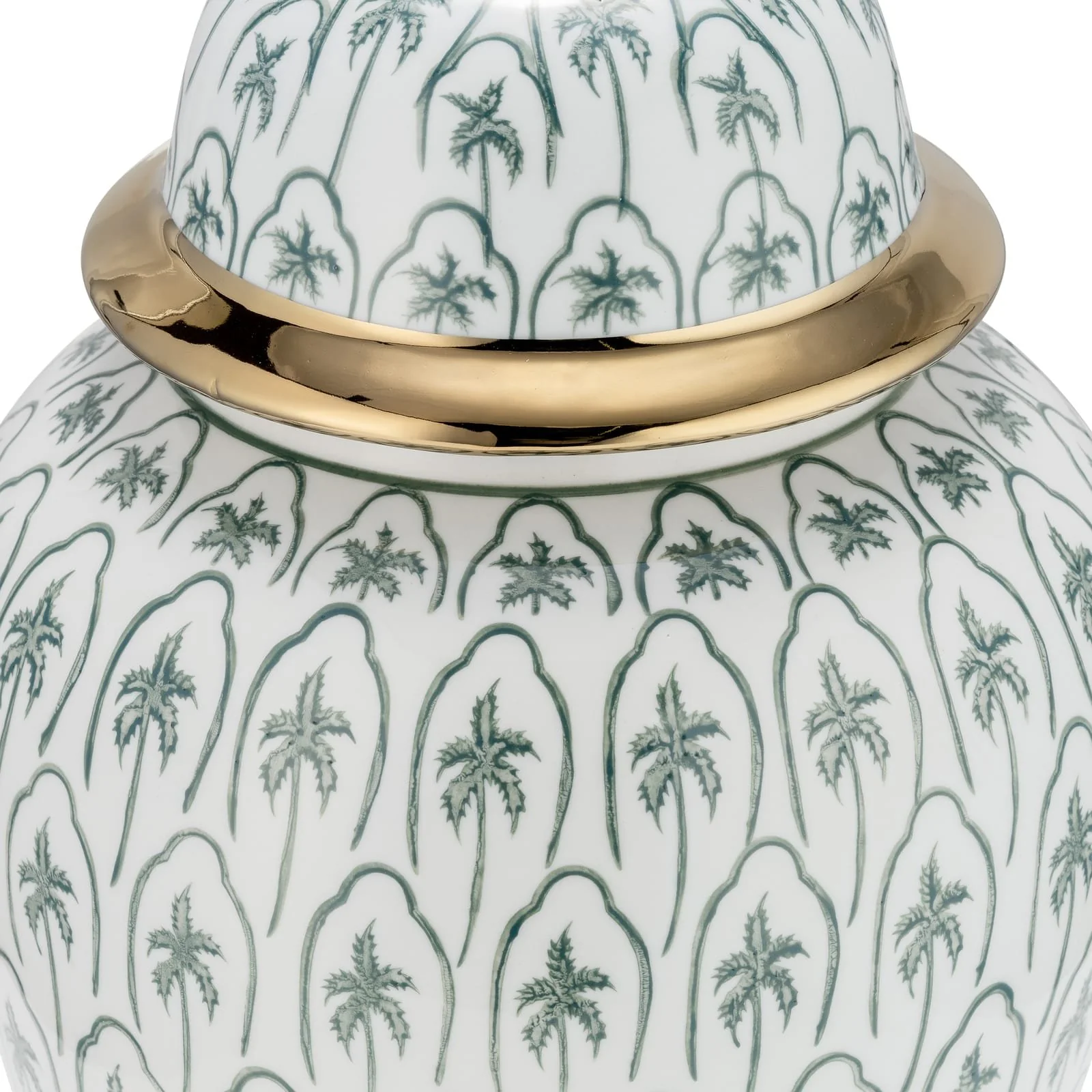 Cer, 18"h Temple Jar, Green/gold - Image 5