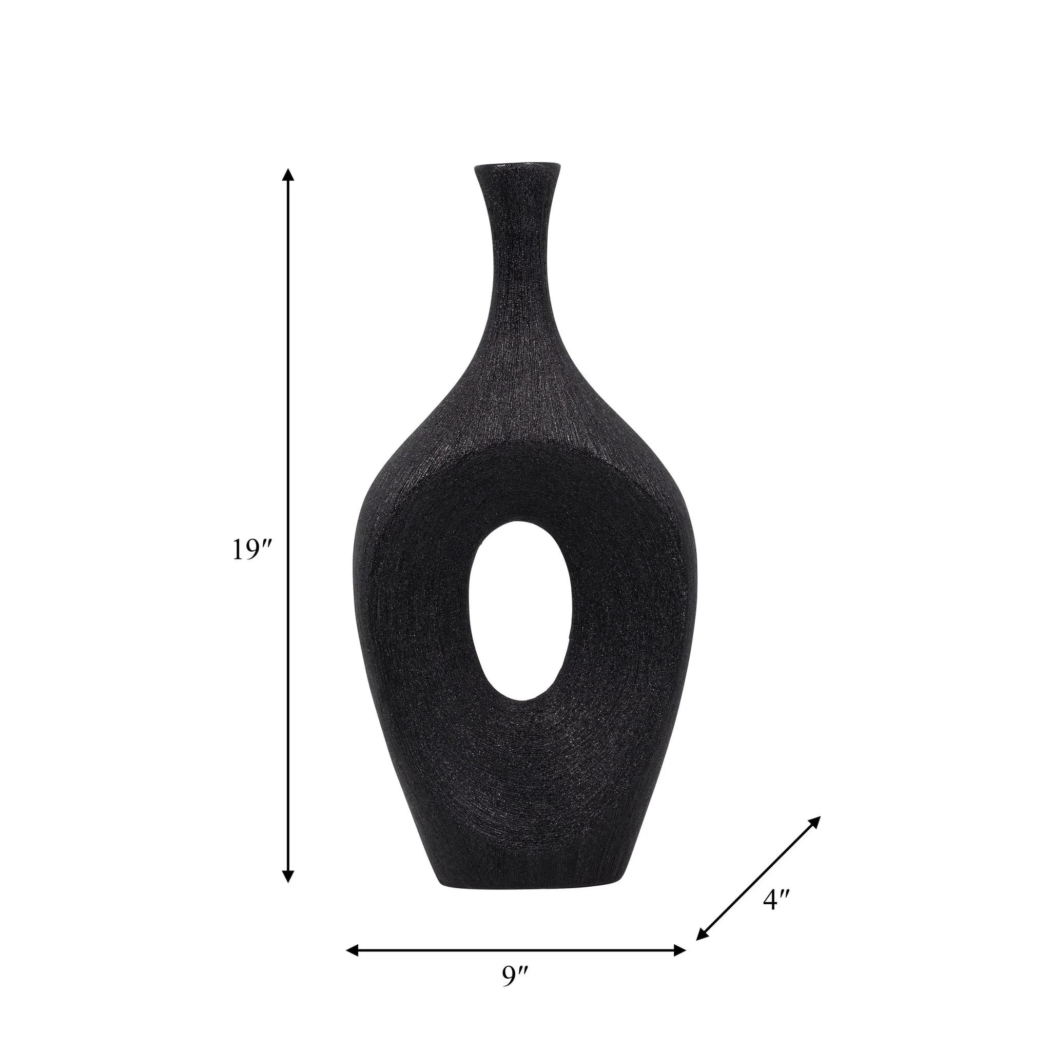Cer, 19" Beaded Open Cut Vase, Black - Image 9