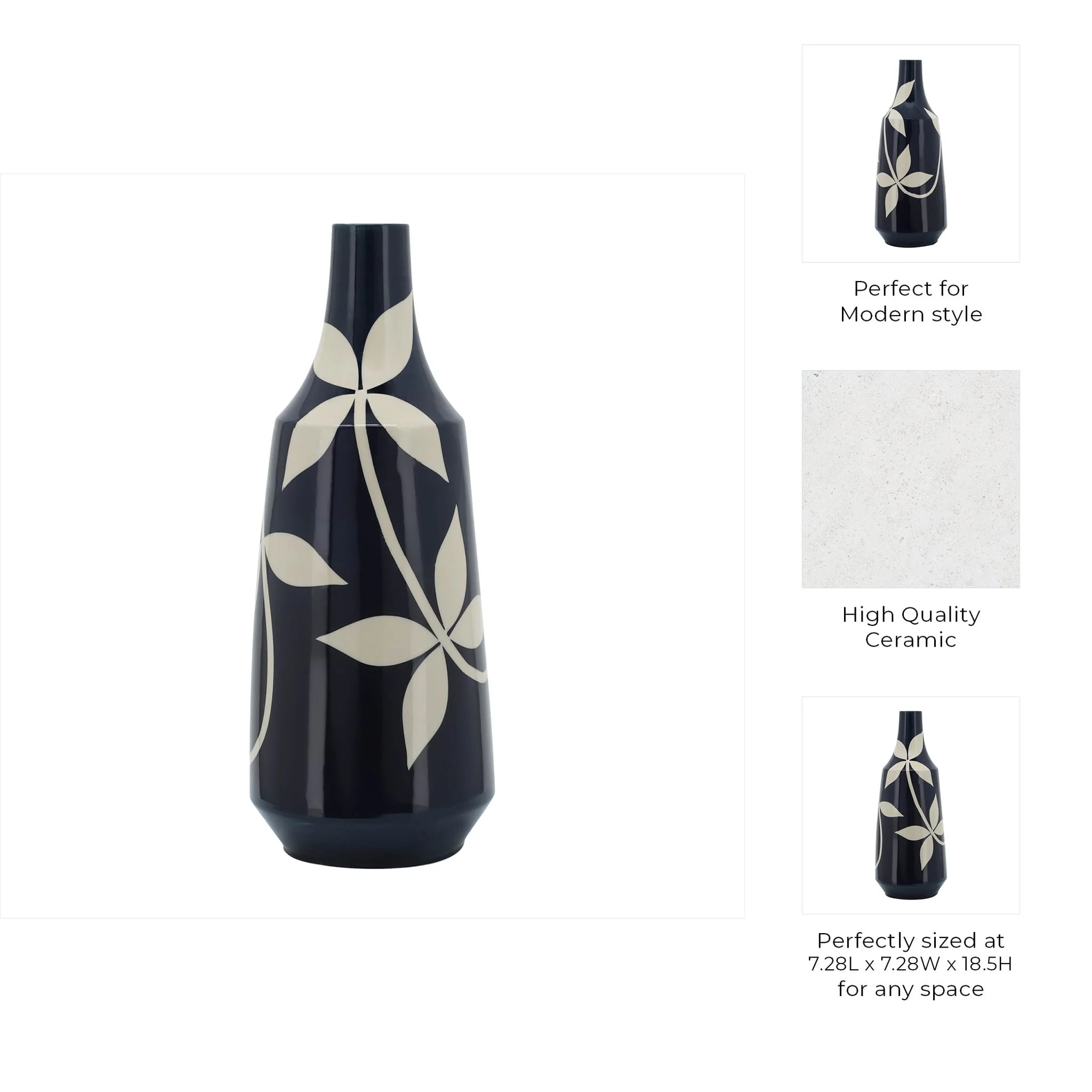 Cer, 19" Leaf Vase, Blue - Image 9