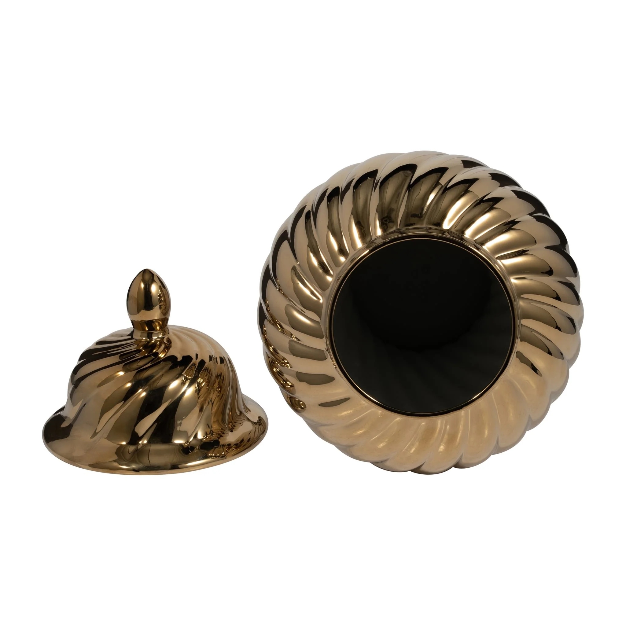 Cer, 20" Swirl Temple Jar, Gold - Image 6