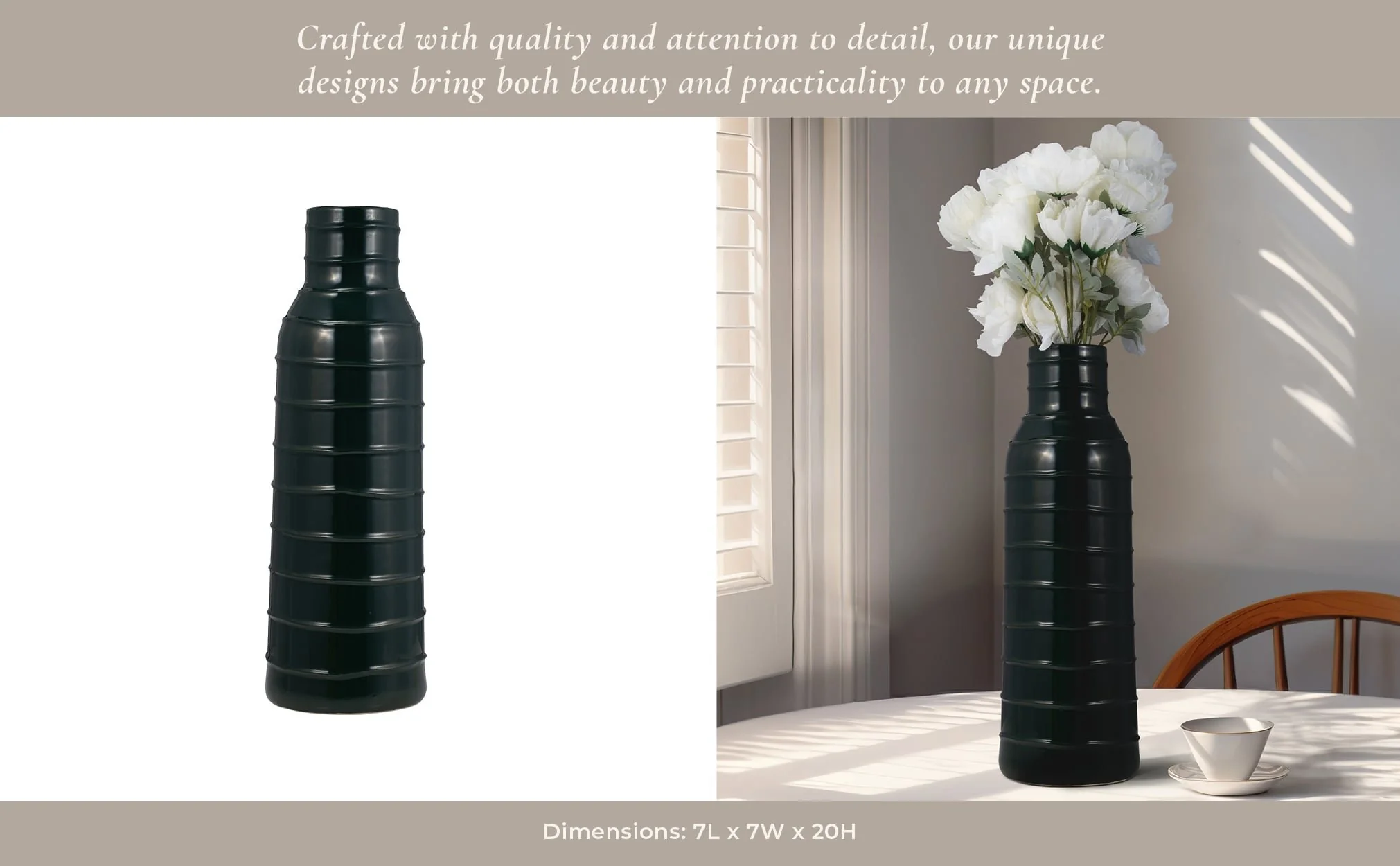 Cer, 20"h Tribal Vase, Forest Green - Image 10