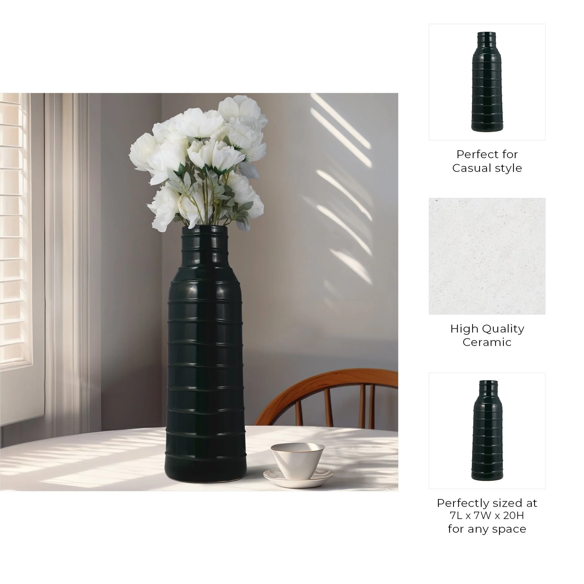 Cer, 20"h Tribal Vase, Forest Green - Image 8