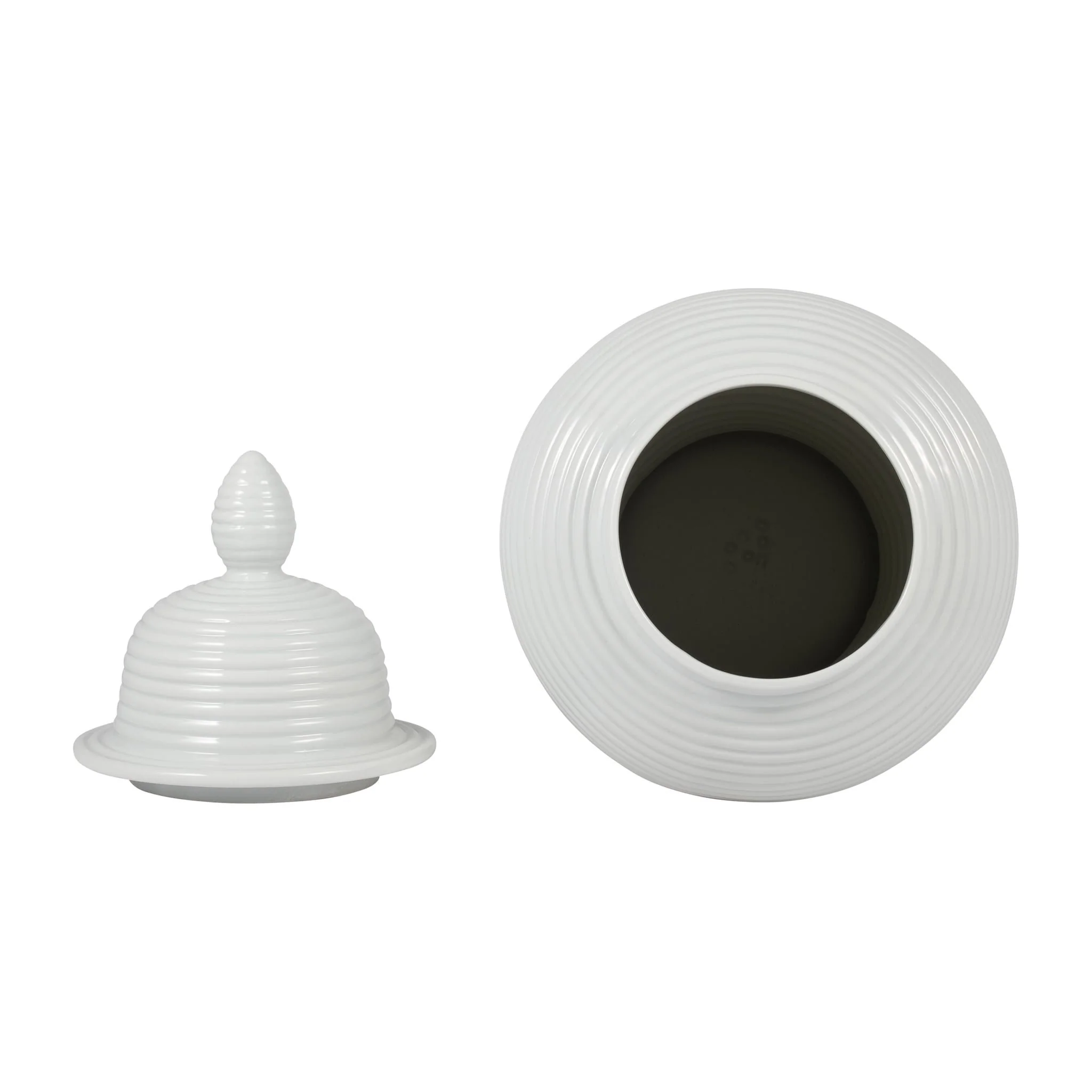 Cer, 24" Ribbed Temple Jar, White - Image 5