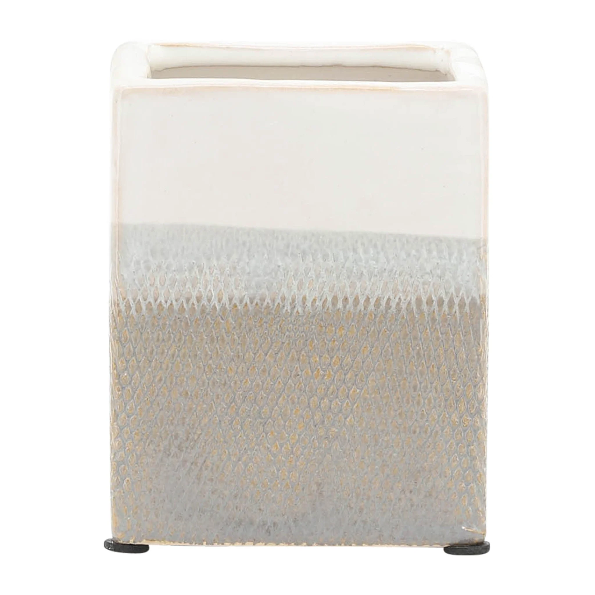 Cer, 4"h Pen Holder, White/gray - Image 2