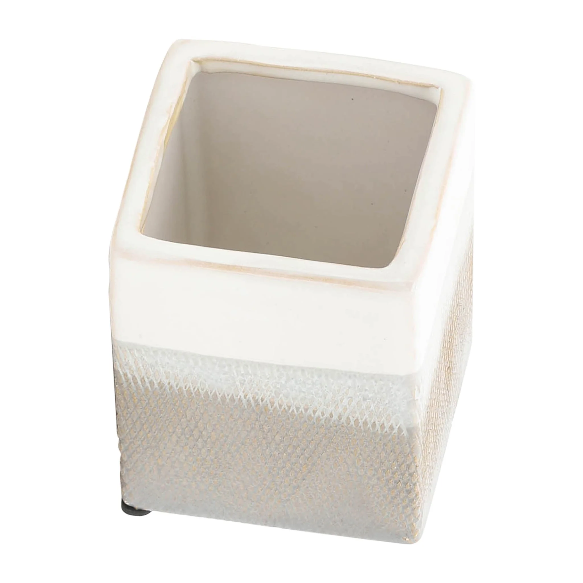Cer, 4"h Pen Holder, White/gray - Image 5