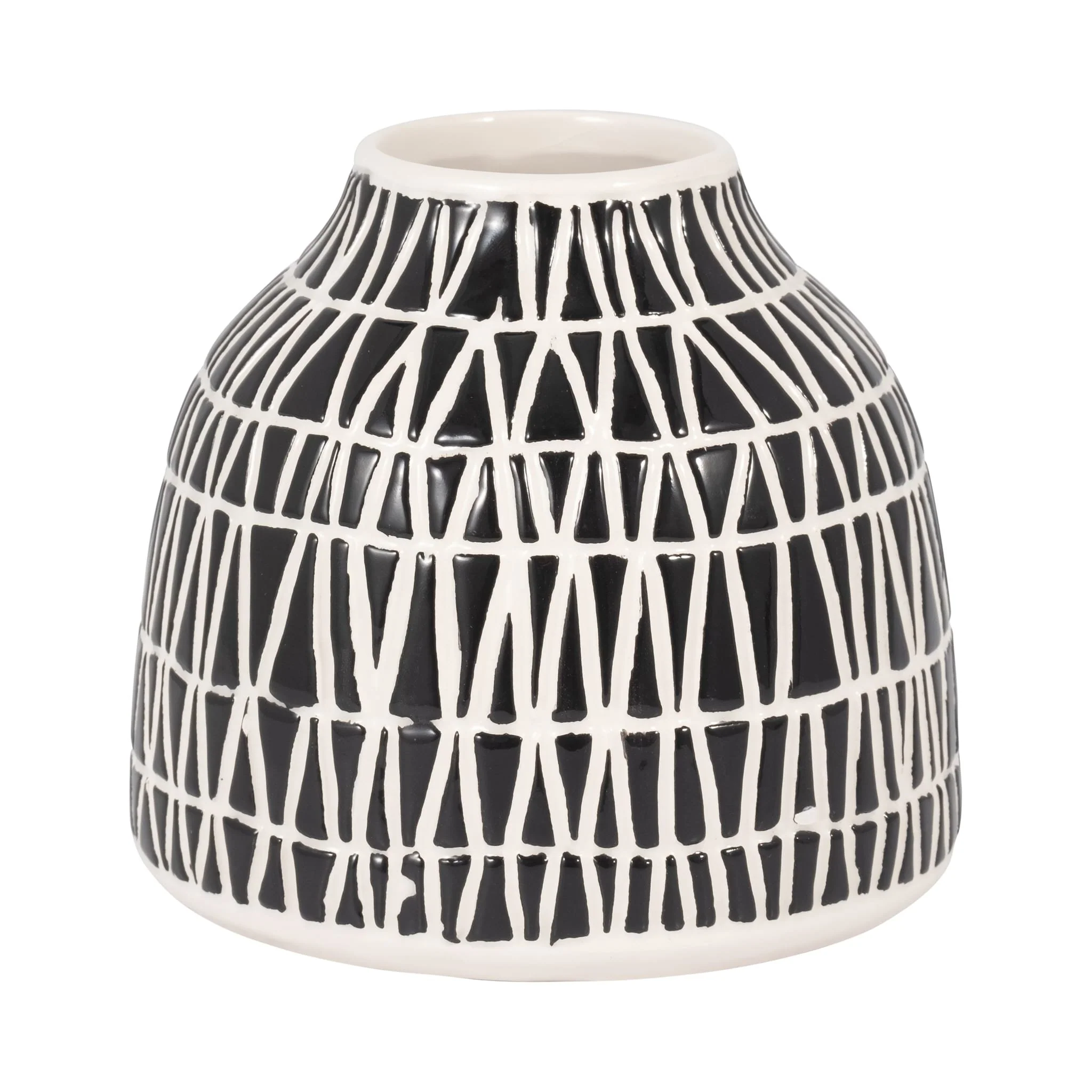 Cer, 5" Tribal Vase, Black
