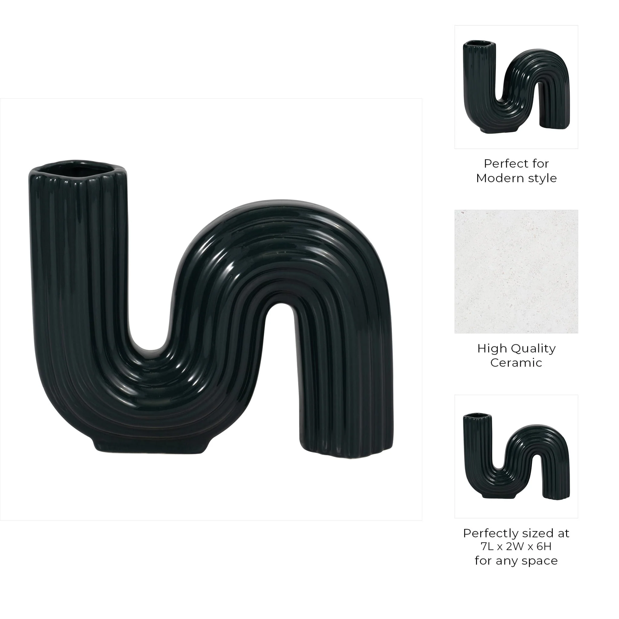 Cer, 6" Loopy Vase, Forest Green - Image 9