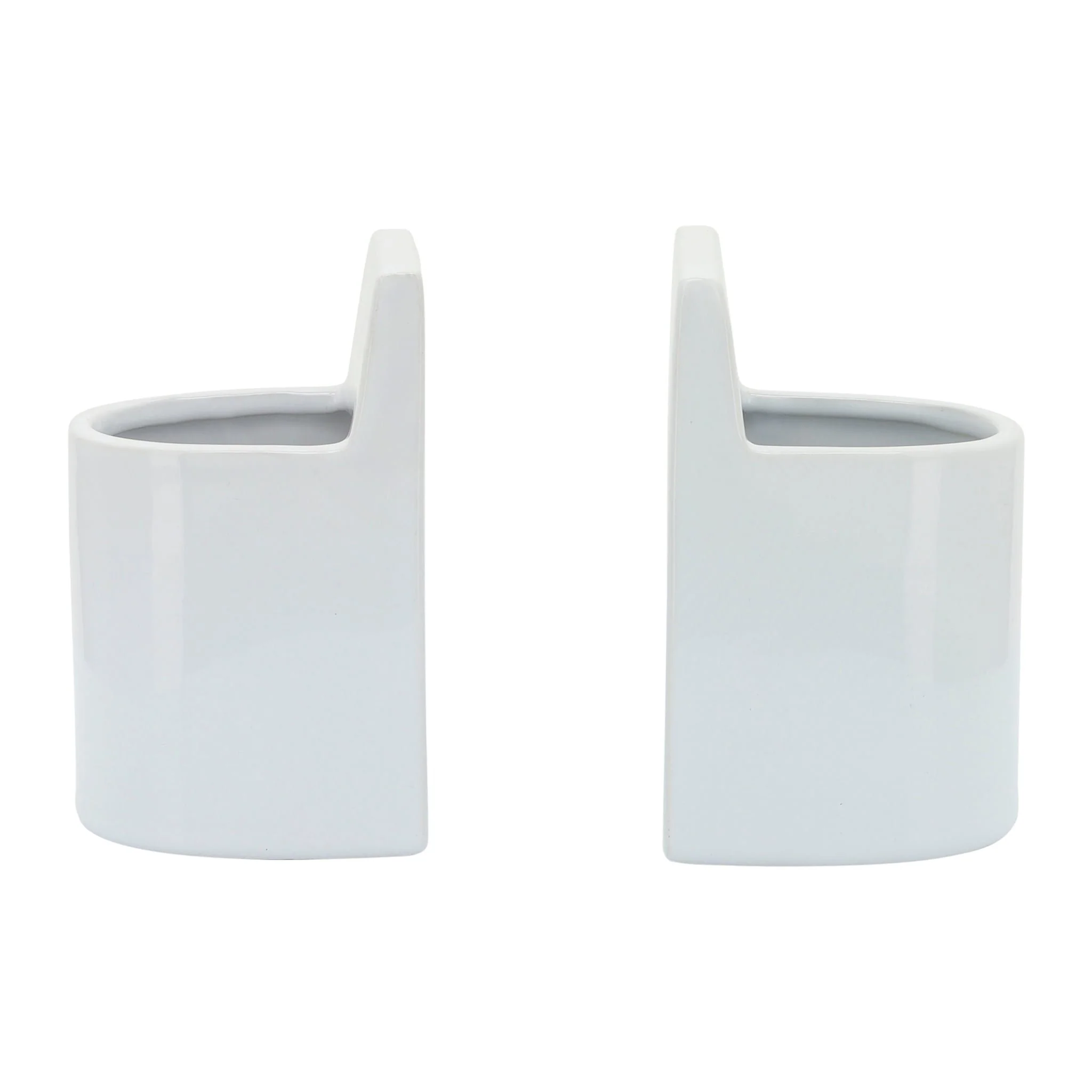Cer, 6" Pouch Bookends, White