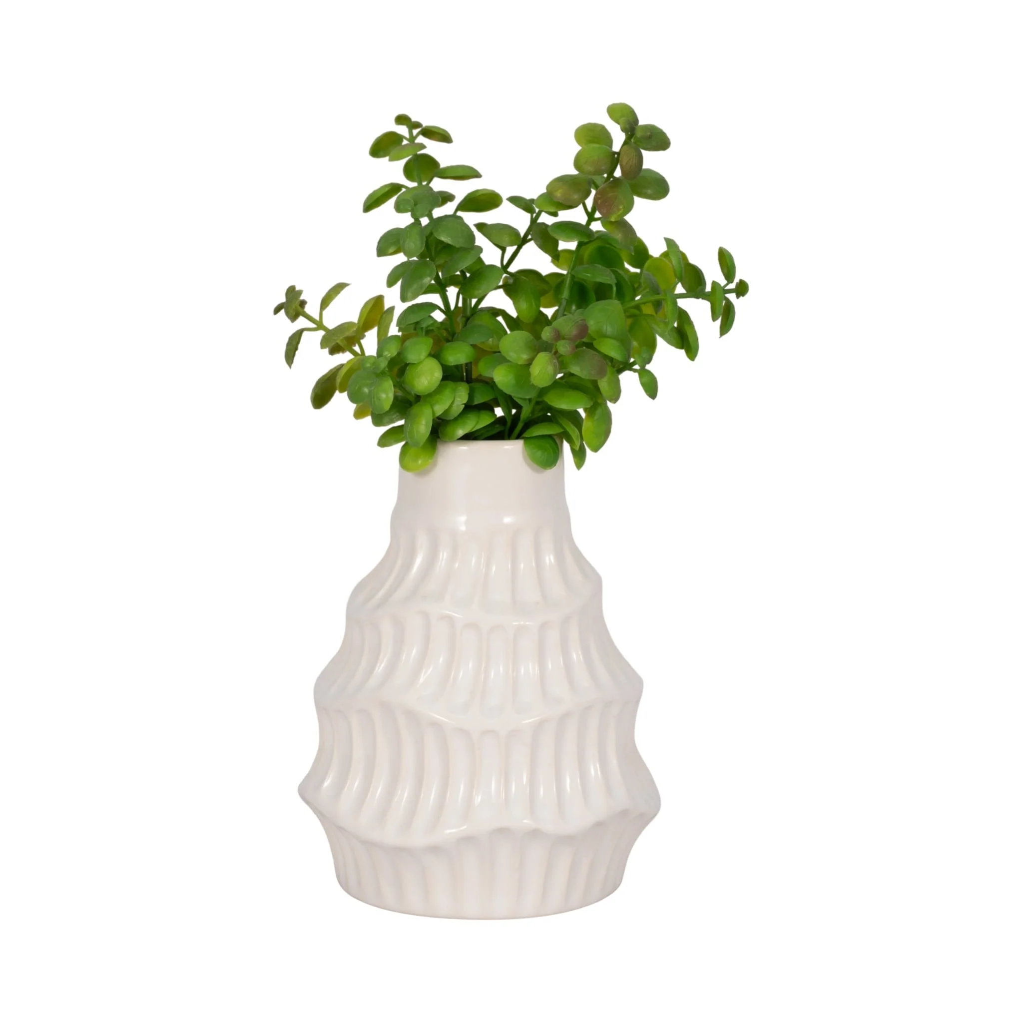 Cer, 6" Wavy Vase, White - Image 2